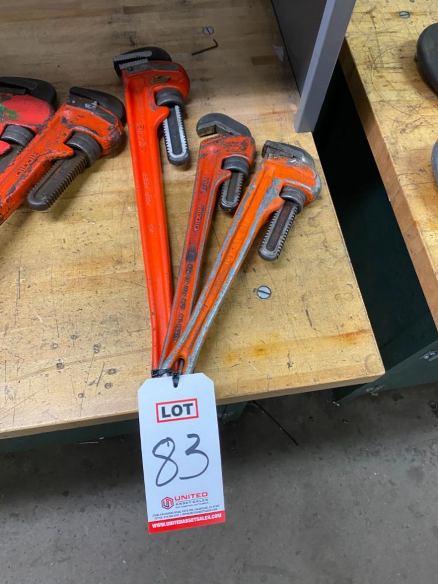 LOT - RIDGID 24" PIPE WRENCH, HEX WRENCH, ALUMINUM 18"