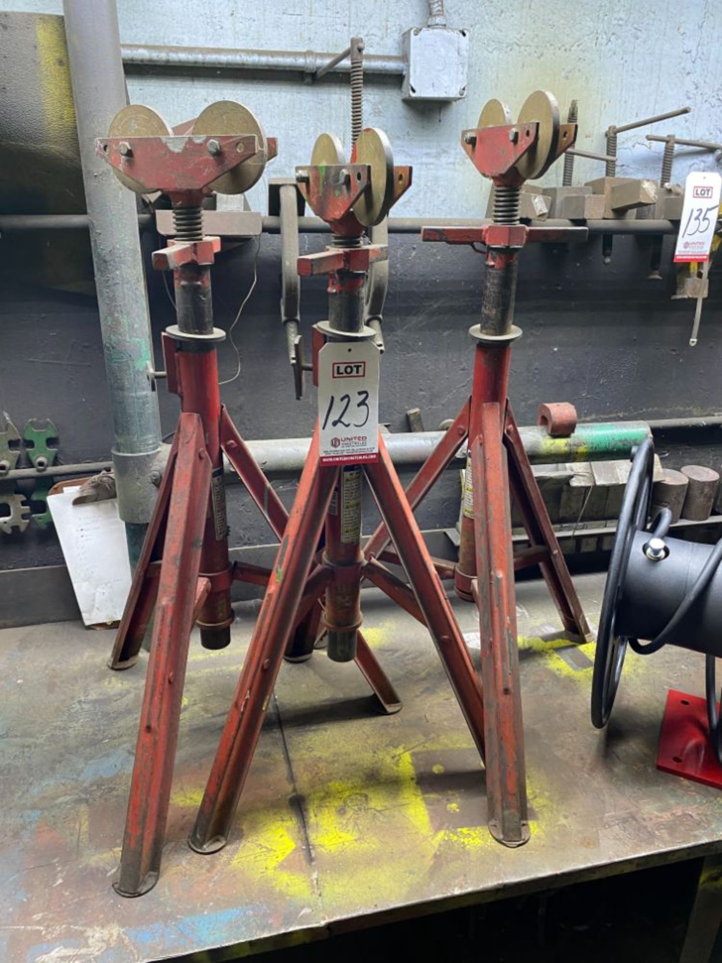 LOT - (3) FOLDING BASE PIPE TURNING & V WELDING STANDS