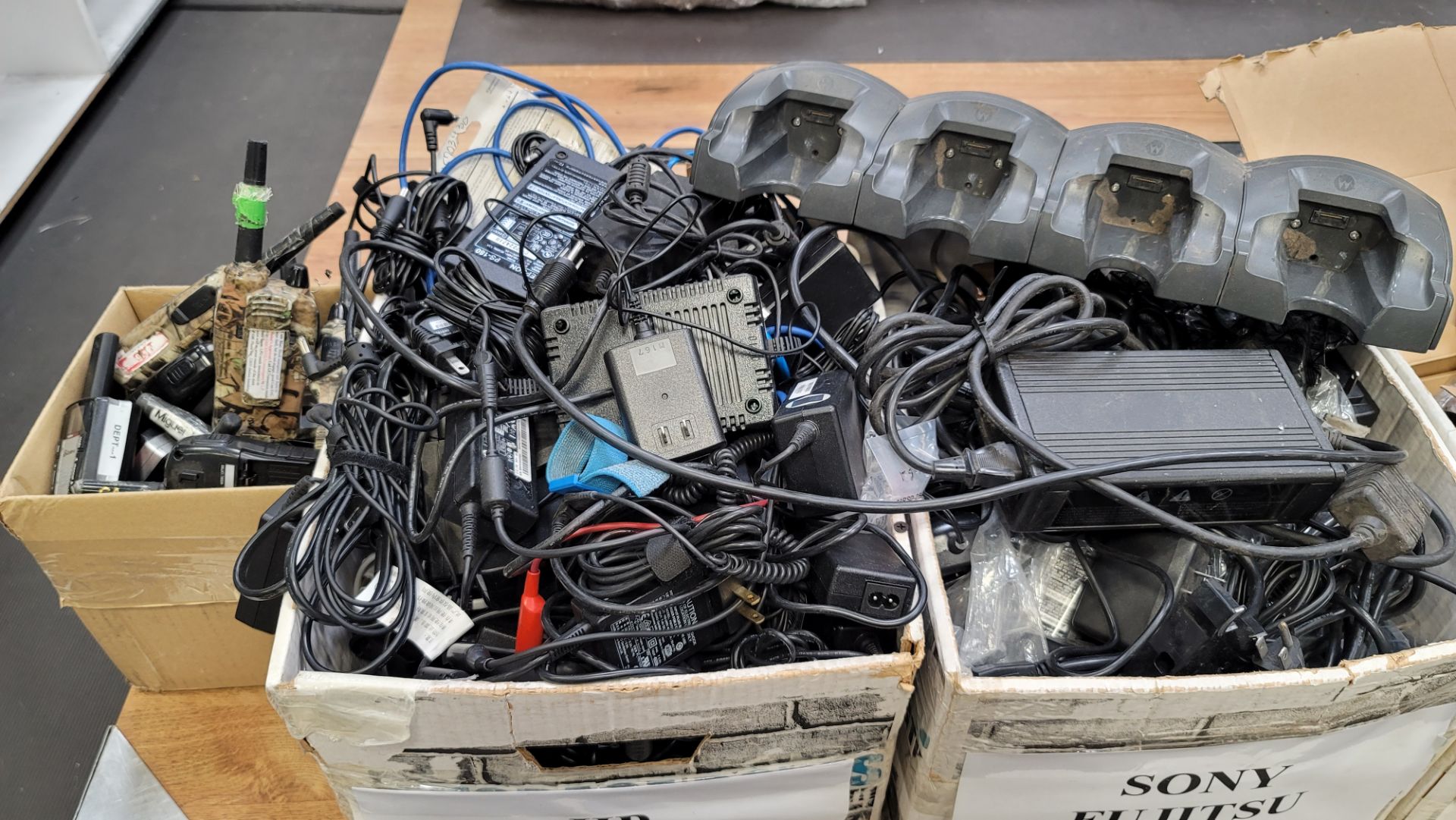 LOT - MISC 2-WAY RADIOS, ELECTRONIC CORDS, CHARGERS, ADAPTORS, ETC. - Image 2 of 3