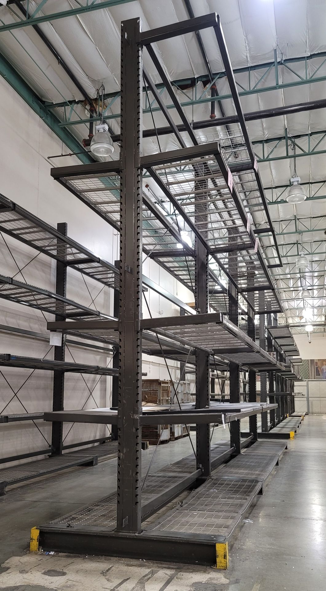 LOT - (3) 12' SECTIONS OF CANTILEVER PALLET RACK, 2-SIDED, 20' HT, WIRE DECKING