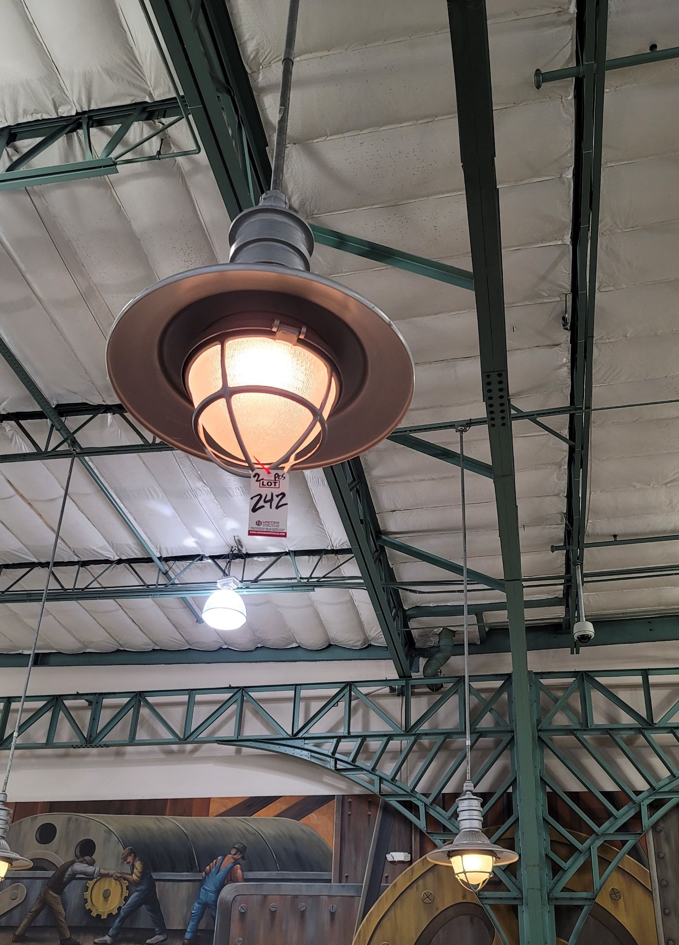 LOT - (2) REPRODUCTION INDUSTRIAL ERA FACTORY HANGING LIGHTS