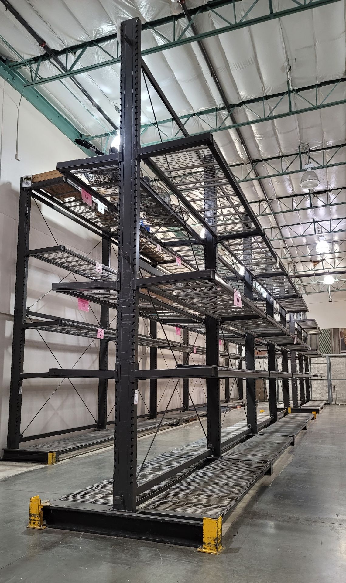 LOT - (4) 12' SECTIONS OF CANTILEVER PALLET RACK, 2-SIDED, 20' HT, WIRE DECKING