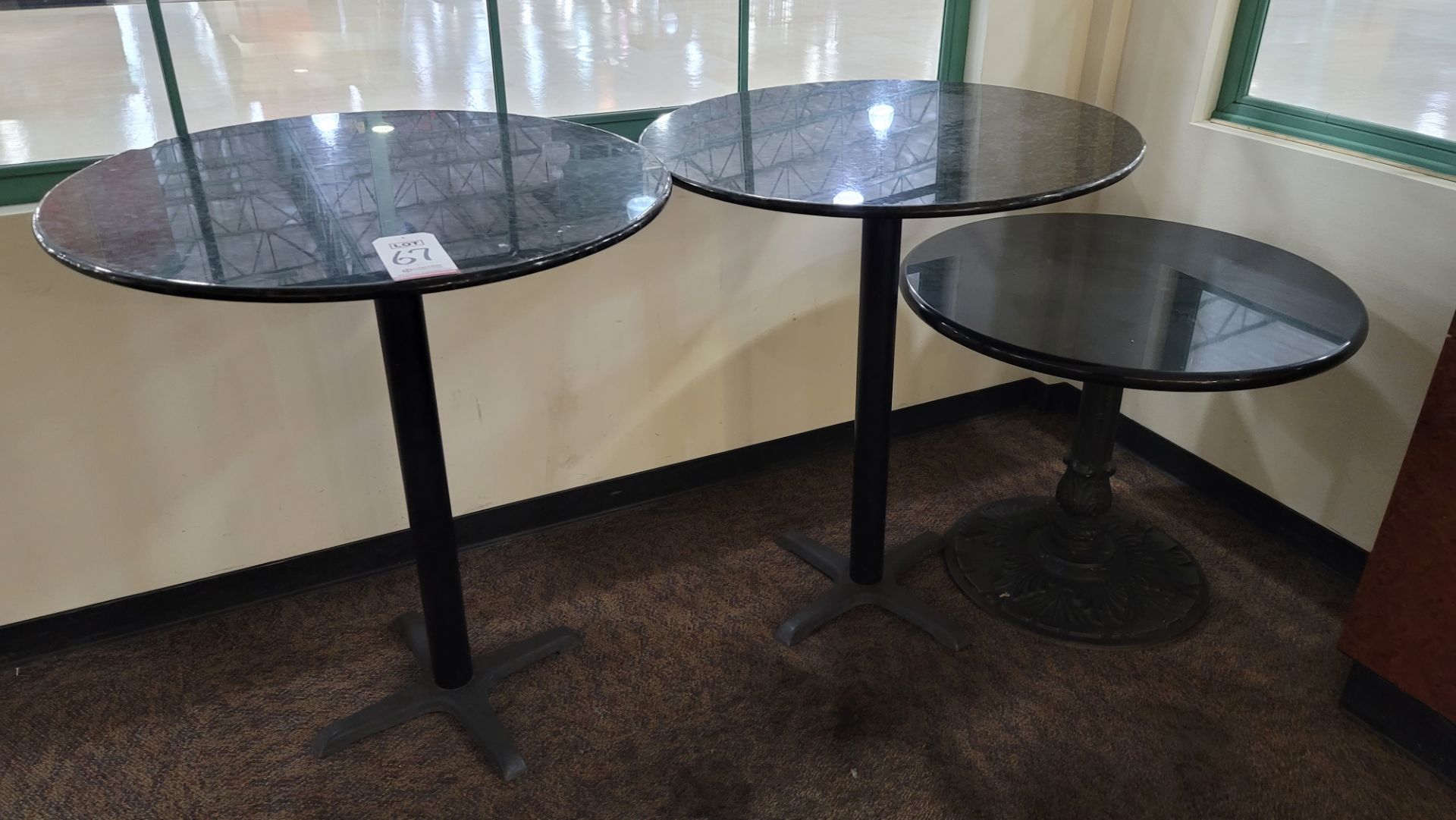 LOT - (3) LUNCH TABLES, 3' DIA ROUND TOPS