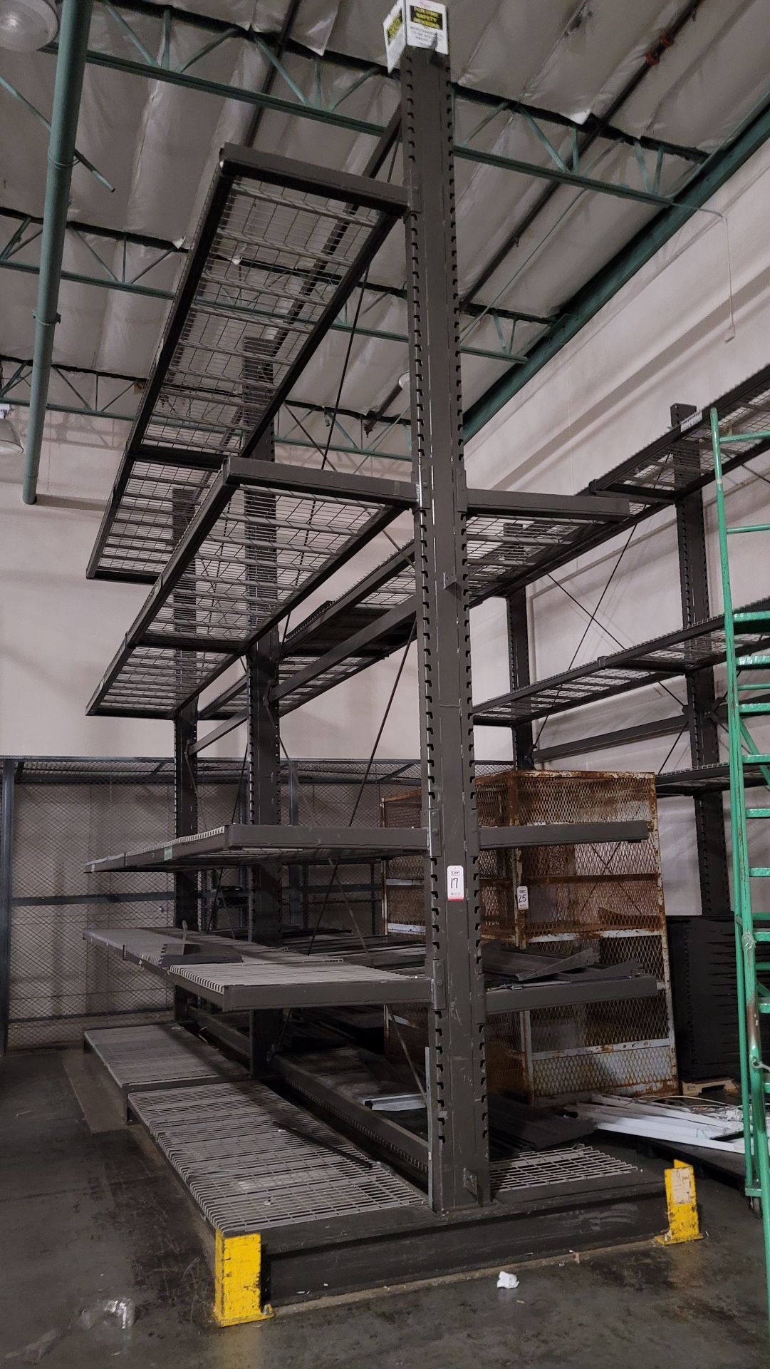 LOT - (2) 12' SECTIONS OF CANTILEVER PALLET RACK, 2-SIDED, 20' HT, WIRE DECKING