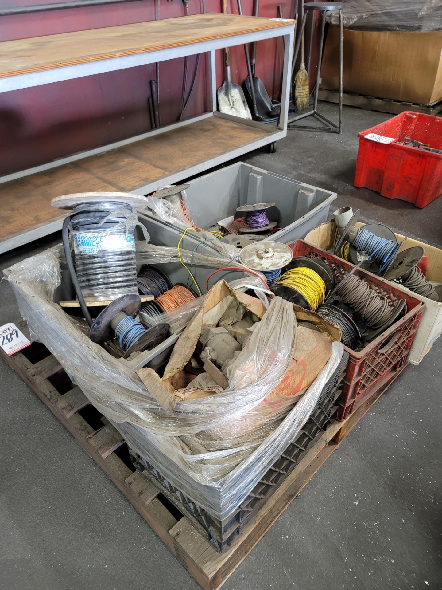 LOT - PALLET OF ELECTRICAL WIRE AND LARGE FITTINGS