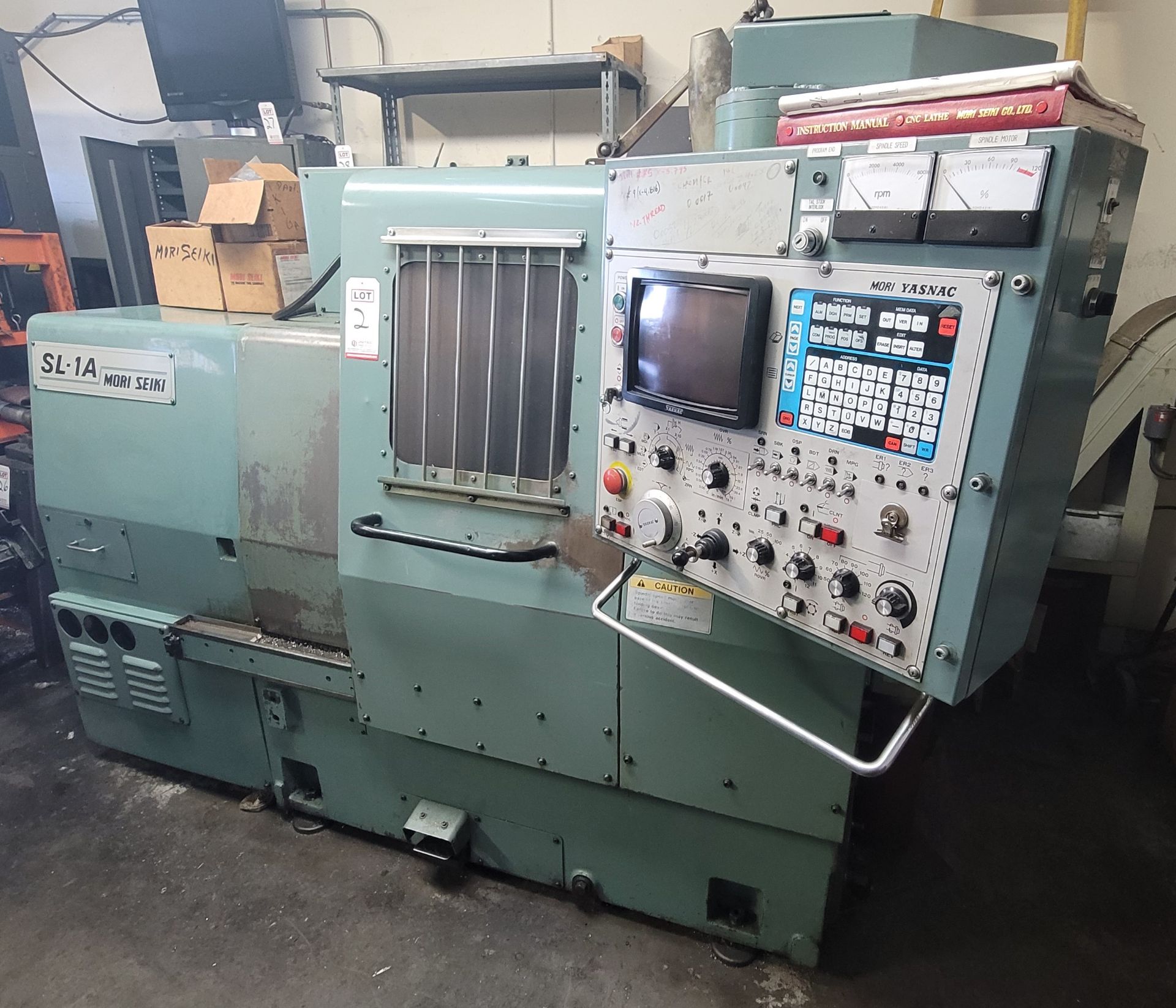 MORI SEIKI CNC LATHE, MODEL SL-1A, YASNAC LX-1 CONTROL, TAILSTOCK, S/N 58 - Image 2 of 6