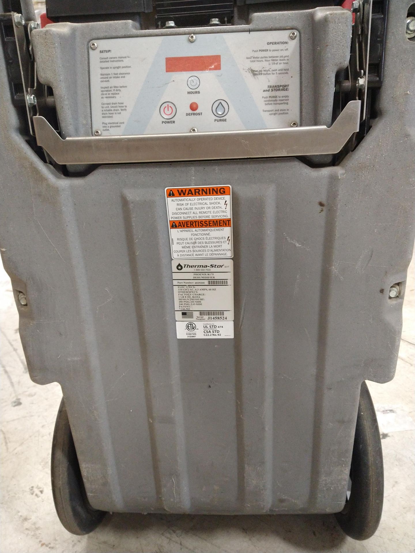 THERMA-STOR PHOENIX R175 DEHUMIDIFIER, NEEDS REPAIR (LOCATION: ORANGE, CA) - Image 2 of 3