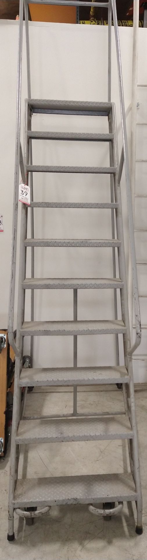 10-STEP ALUMINUM ROLLING LADDER (LOCATION: ORANGE, CA)