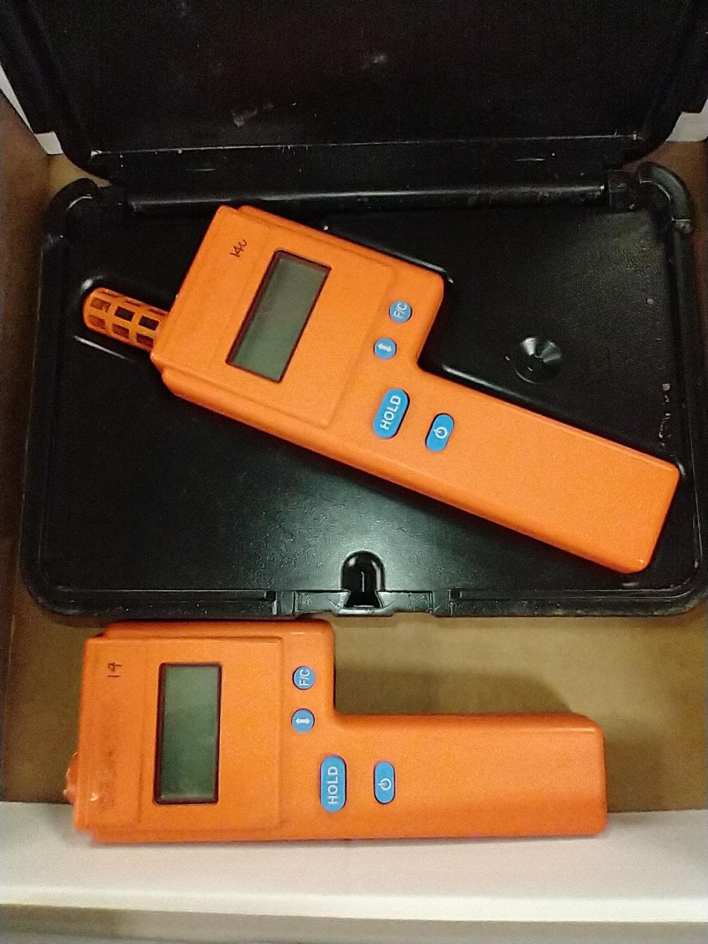 LOT - (2) DELMHORST THERMO-HYGROMETER HT-3000, (1) IN CASE (LOCATION: ORANGE, CA)