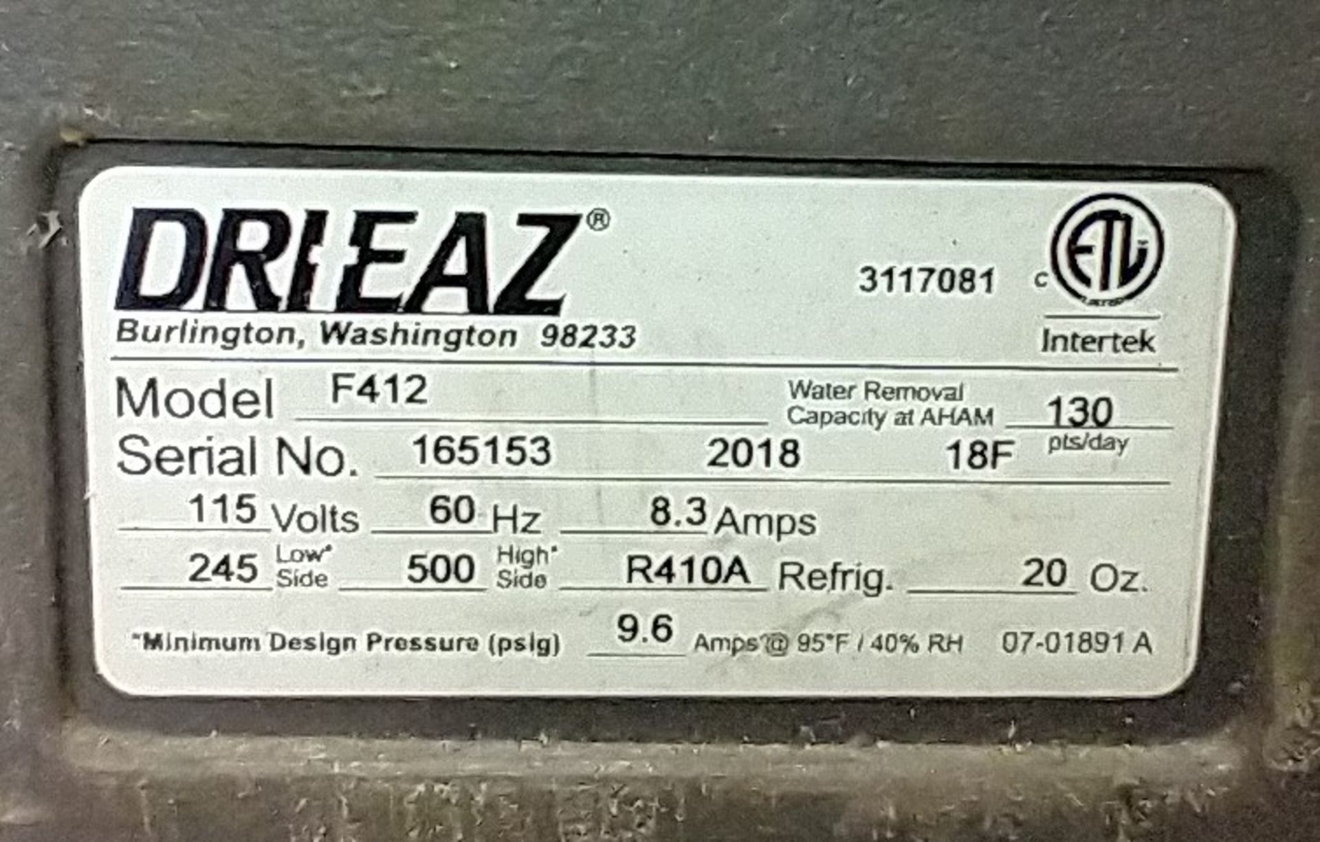 DRI-EAZ LGR 7000XLI DEHUMIDIFIER (LOCATION: ORANGE, CA) - Image 3 of 3