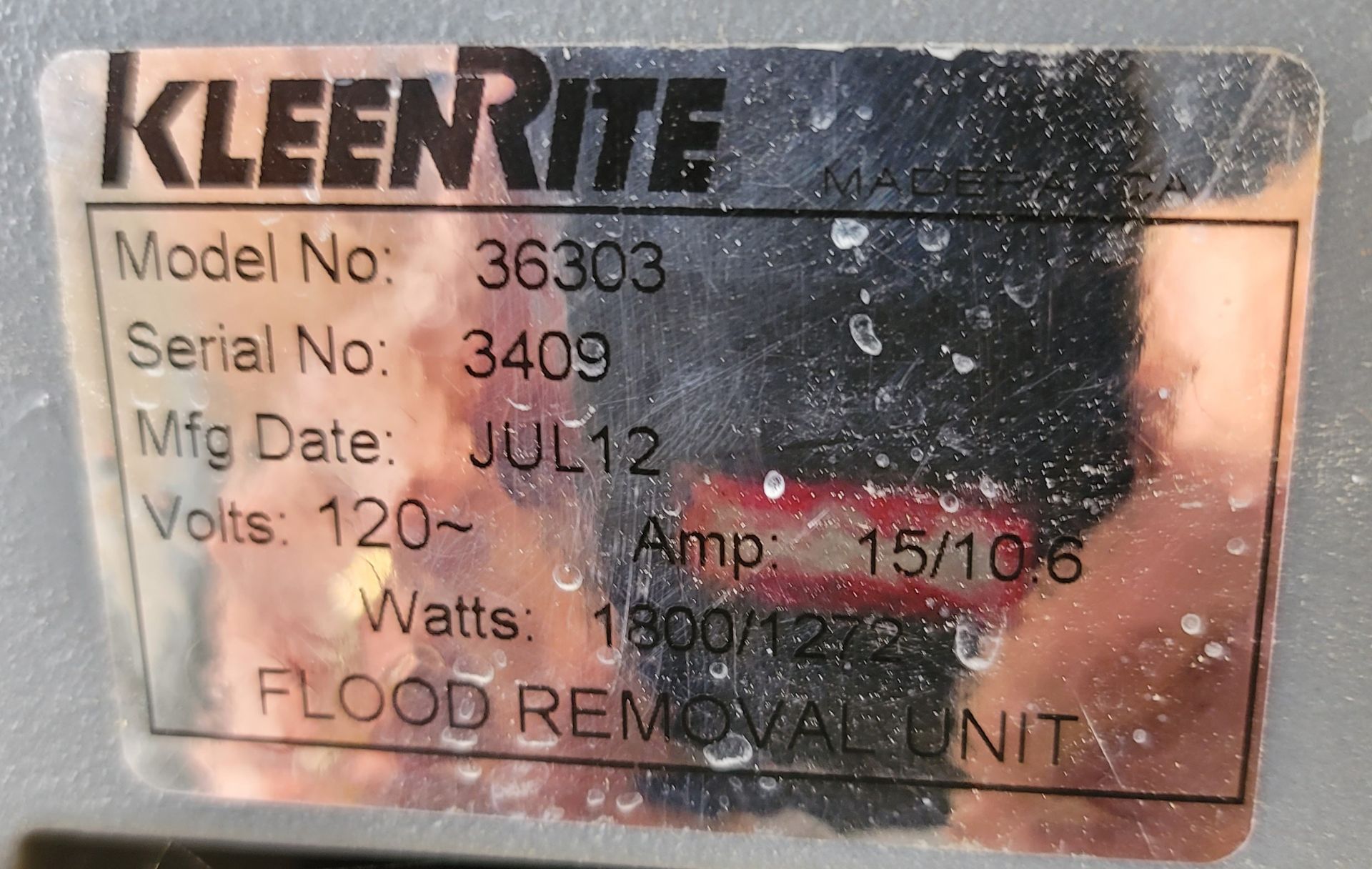 KLEENRITE MEGA FLOOD EXTRACTOR, MODEL 36303, S/N 3409 (LOCATION: SAN DIEGO, CA) - Image 4 of 4