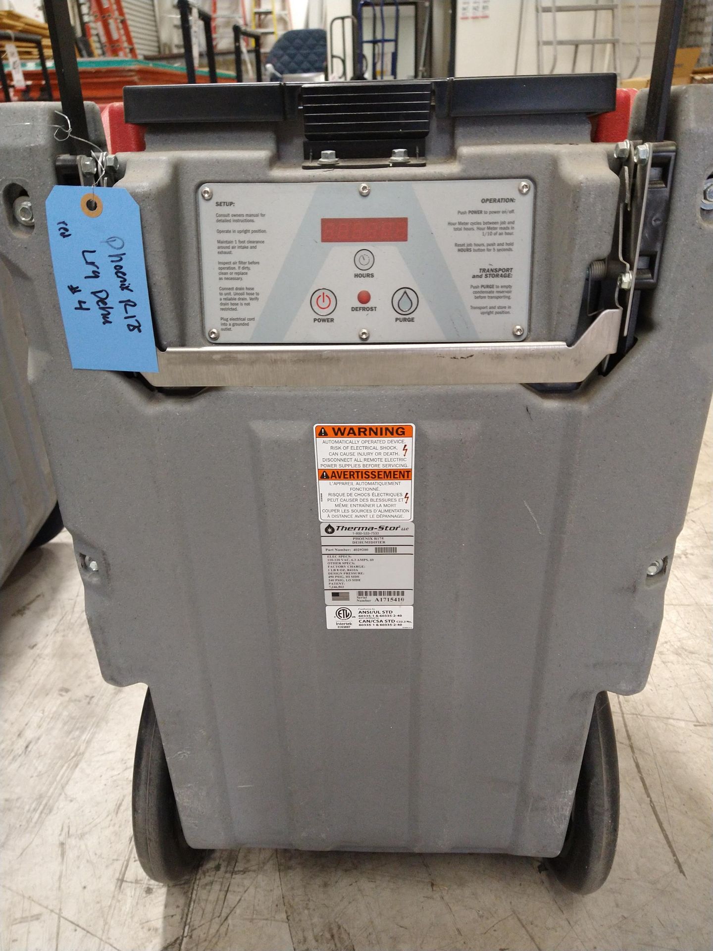 THERMA-STOR PHOENIX R175 DEHUMIDIFIER, NEEDS REPAIR (LOCATION: ORANGE, CA) - Image 2 of 3