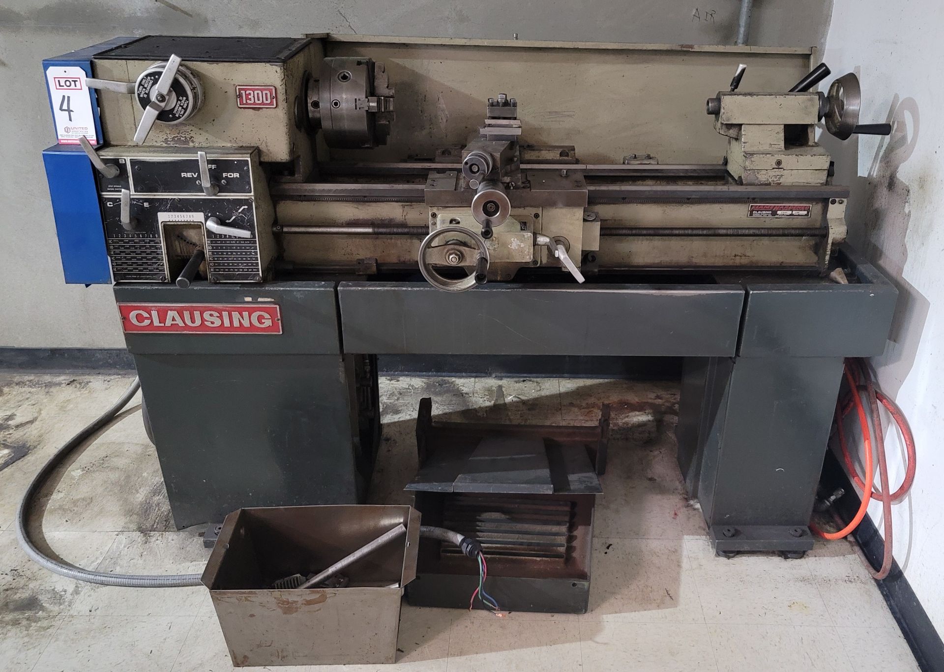 CLAUSING 13" X 36" ENGINE LATHE, MODEL 1301, 8" 3-JAW SELF-CENTERING CHUCK, (PARTS ONLY)