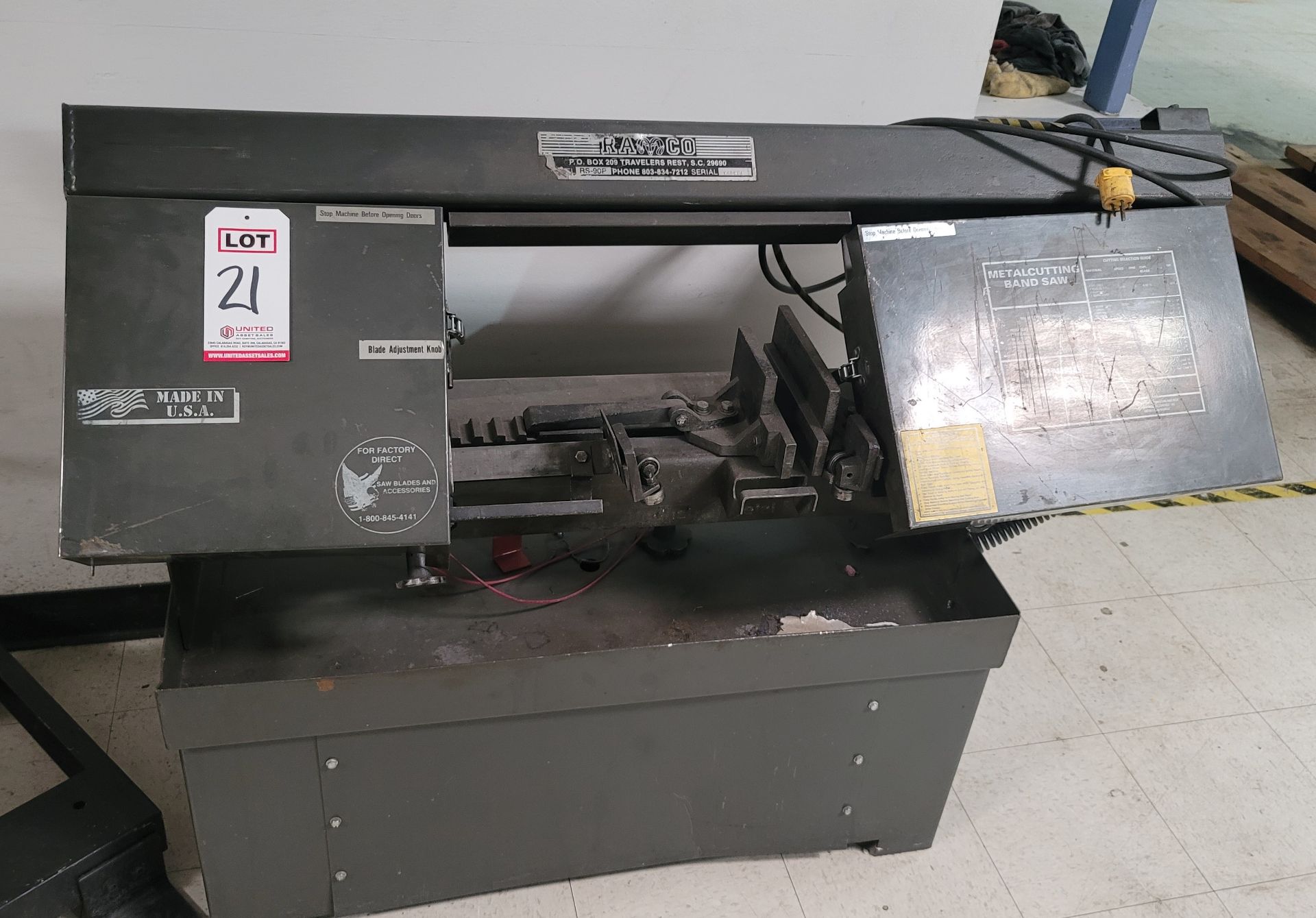 RAMCO HORIZONTAL BAND SAW, MODEL RS-90P, S/N 009235