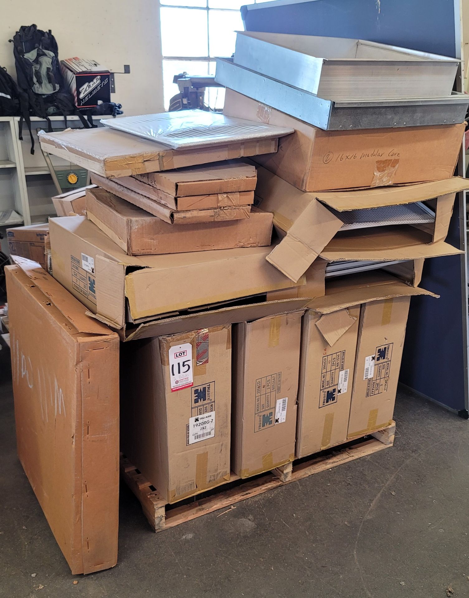 LOT - (2) PALLETS OF HVAC DUCT PARTS, LOUVERED VENTS, AIR RETURN VENT COVERS, ETC.