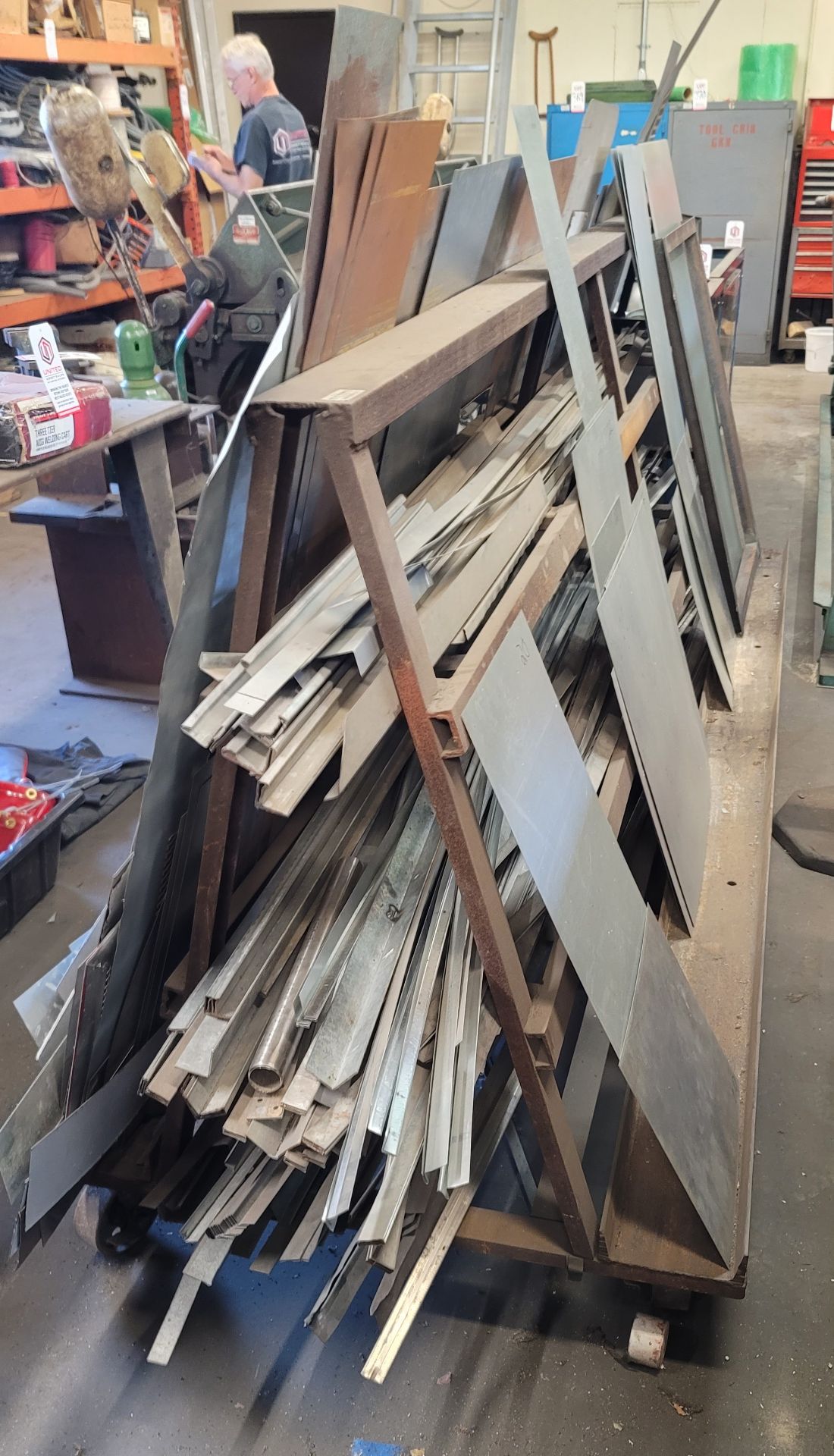 LOT - 10' A-FRAME MATERIAL RACK, DOUBLE SIDED, W/ CONTENTS: SCRAP MATERIAL - Image 2 of 2