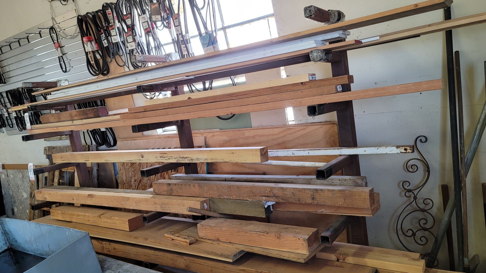 CANTILEVER MATERIAL RACK, 9' WIDE, 18" ARMS, CONTENTS NOT INCLUDED