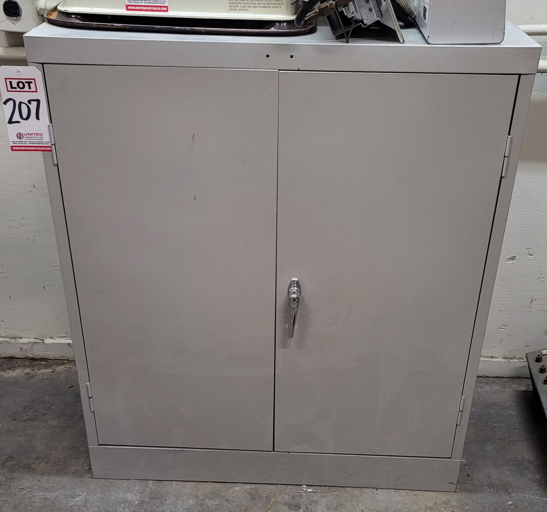 2-DOOR STORAGE CABINET, 3' X 18" X 42" HT, EMPTY