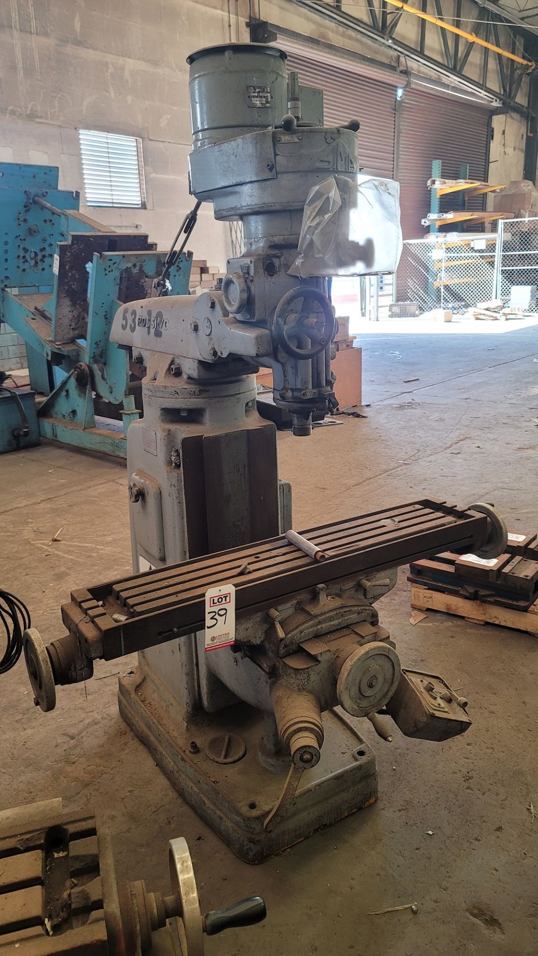 SIMA MILLING MACHINE, MODEL VO, 47.25" X 9.125", 19.7", S/N 915 (PLM 53-12)