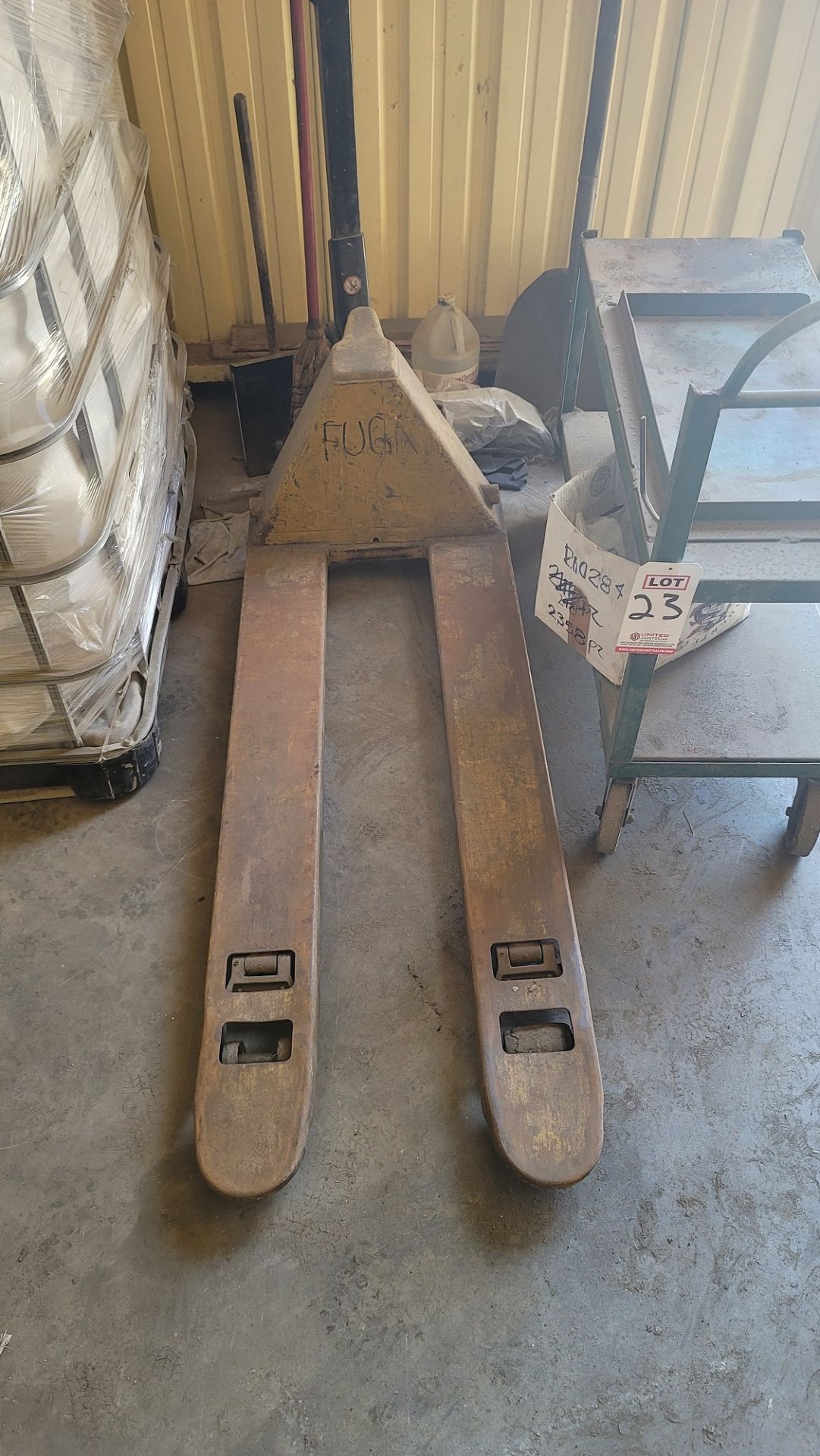 LOT - (1) PALLET JACK AND (1) SMALL CART