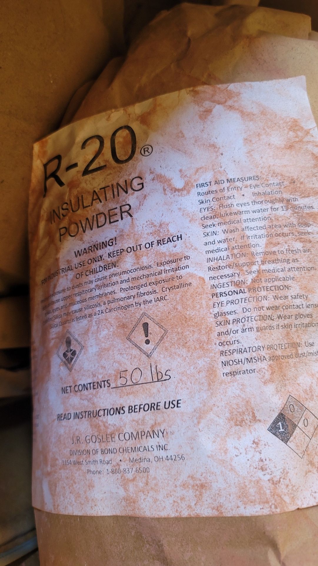 LOT - (4) DRUMS OF R-20 INSULATING POWDER - Image 2 of 3