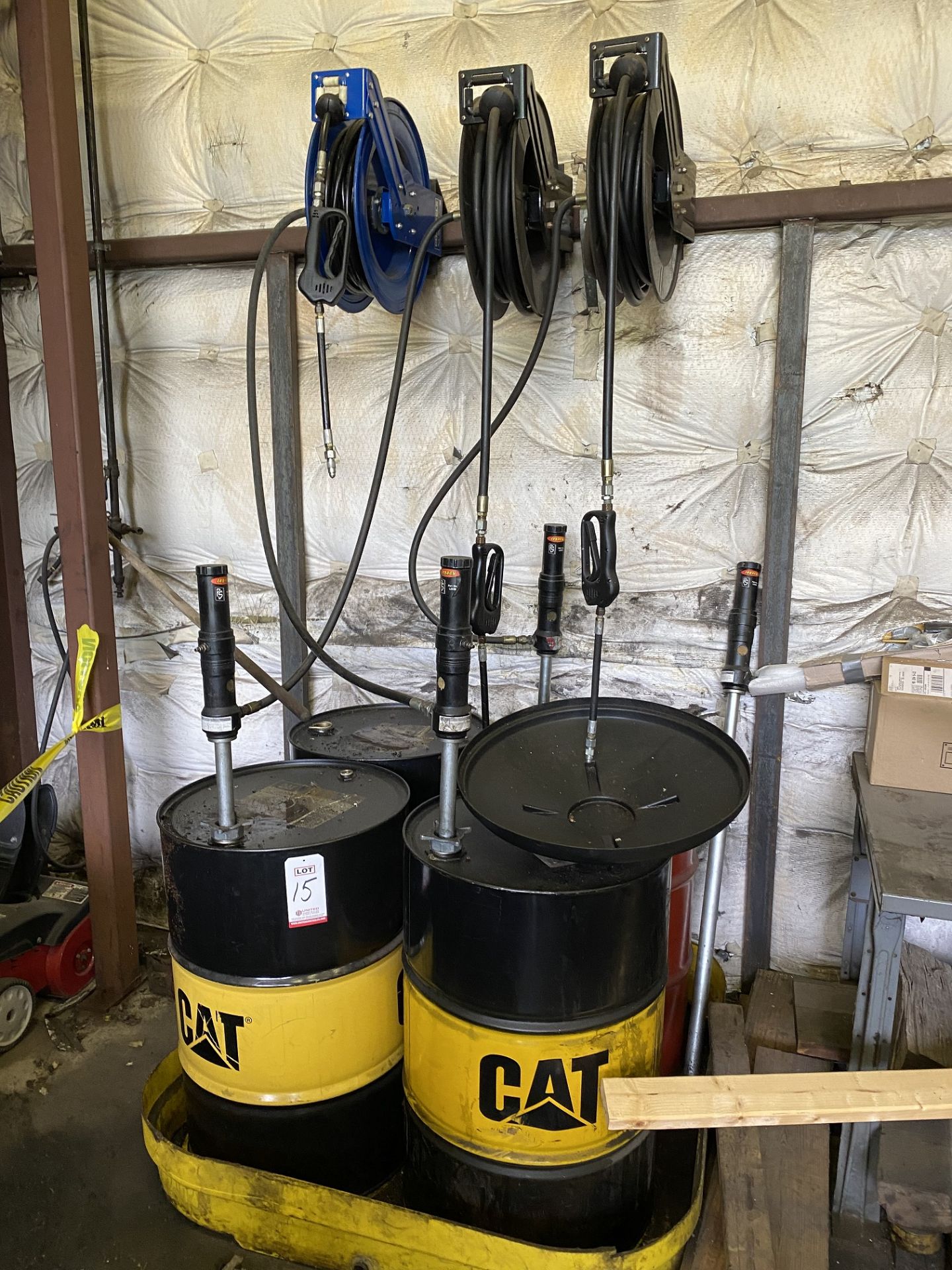 LOT - 55-GALLON PARTIAL DRUMS OF OIL W/ PUMPS (LOCATION: AS)