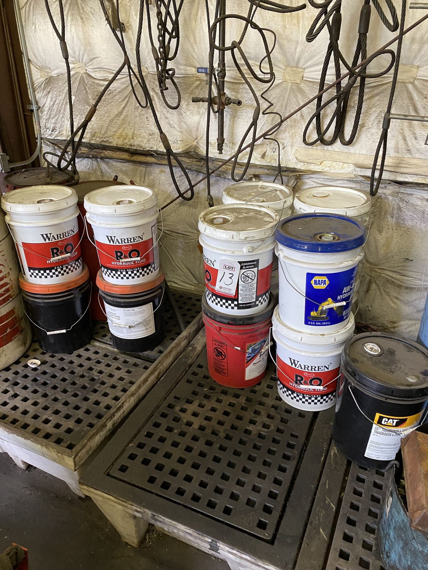 LOT - ASSORTED 5-GALLON BUCKETS OF HYDRAULIC FLUIDS (LOCATION: AS)