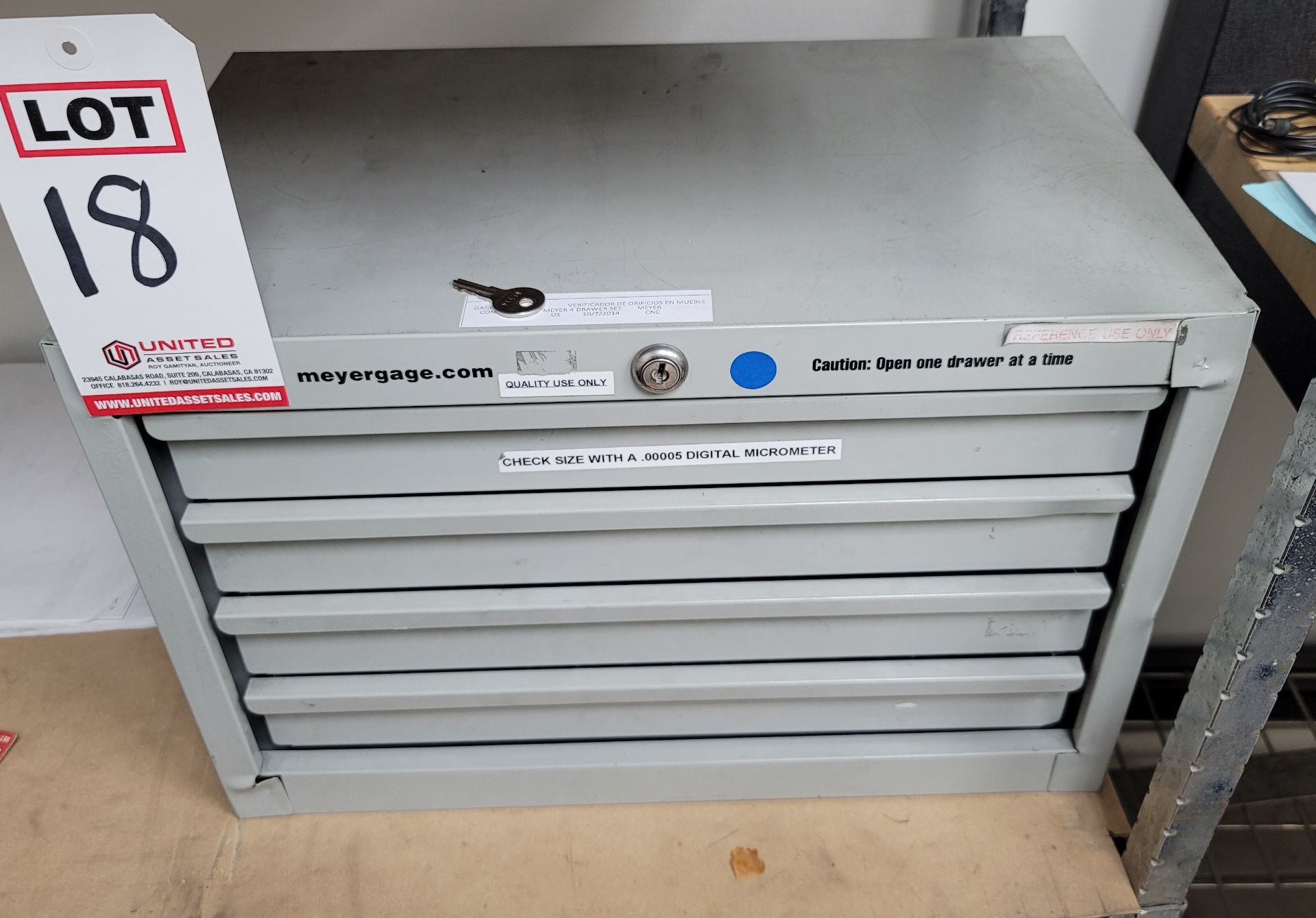 MEYER PIN GAGES, 4-DRAWER CABINET/SET, **IMMEX REGISTERED EQUIPMENT (NEEDS TO RETURN TO THE US)