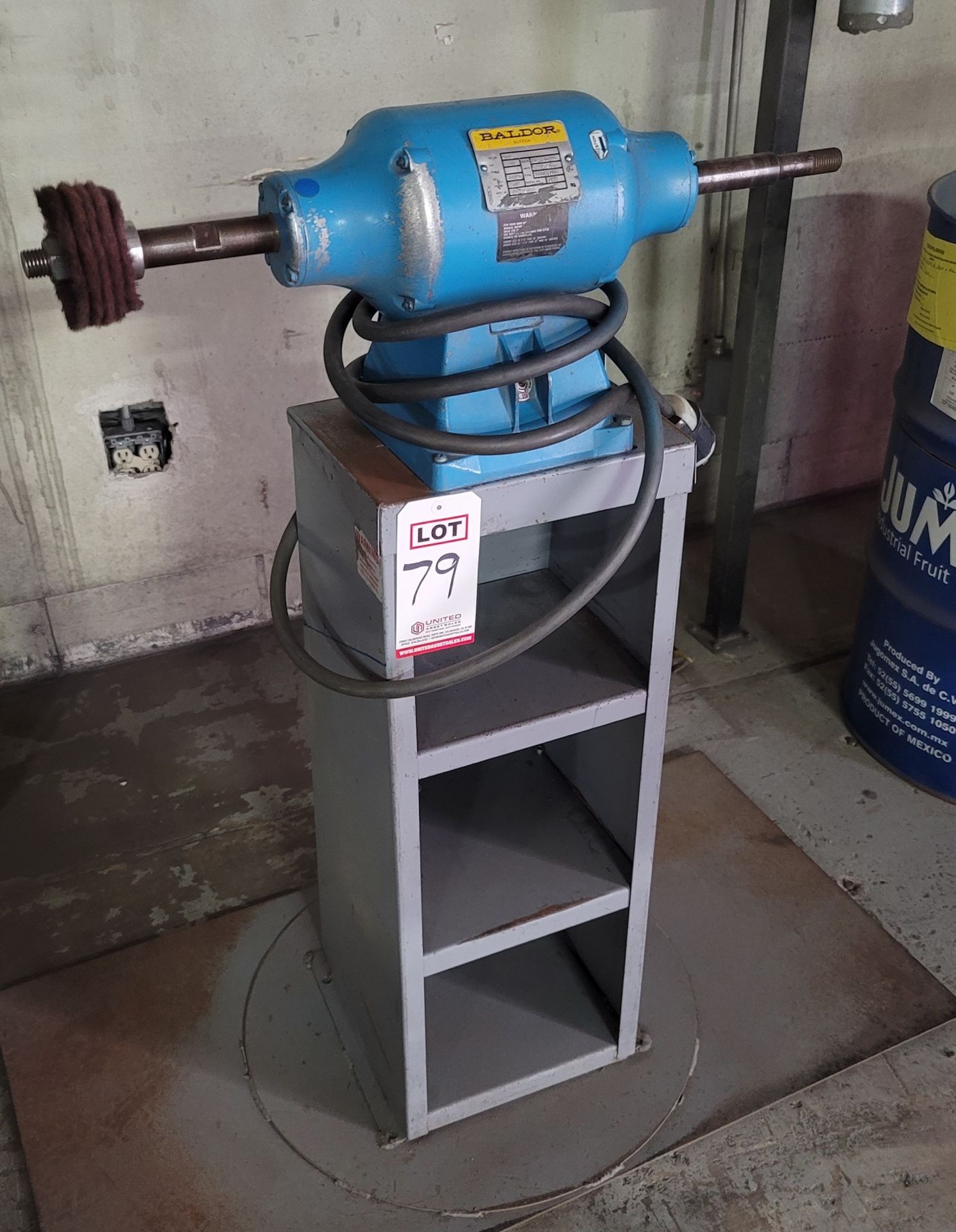 BALDOR DOUBLE END GRINDER/BUFFER, MODEL 4128, 1.5 HP MOTOR, S/N P699, **IMMEX REGISTERED