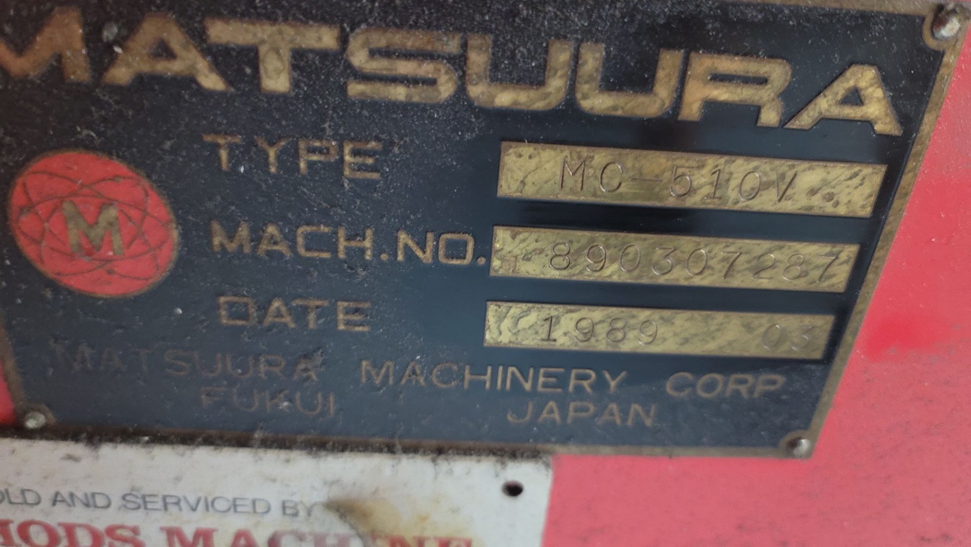 1989 MATSUURA MC-510V VERTICAL MACHINING CENTER, YASNAC CONTROL S/N 890307287 (PARTS ONLY), ** - Image 6 of 6