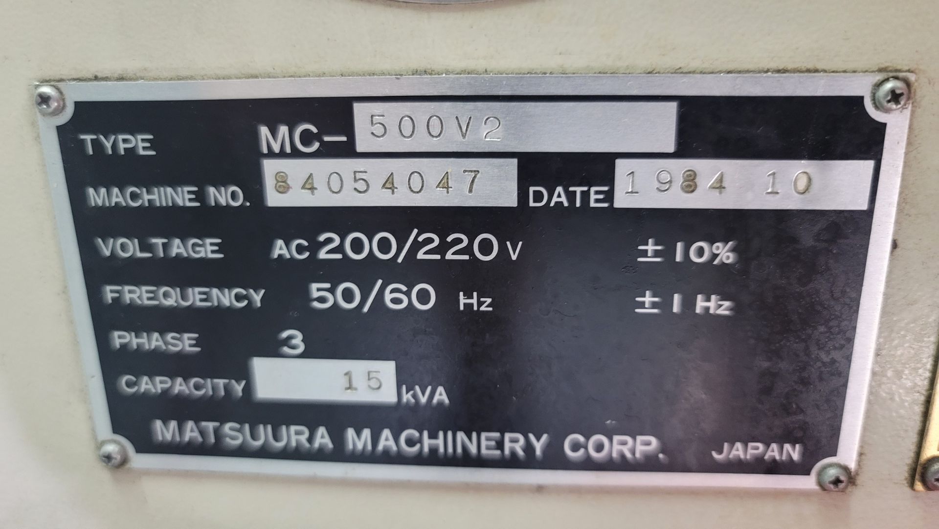 1984 MATSUURA MC-500V2 VERTICAL MACHINING CENTER, YASNAC CONTROL, S/N 84054047, **IMMEX REGISTERED - Image 8 of 10