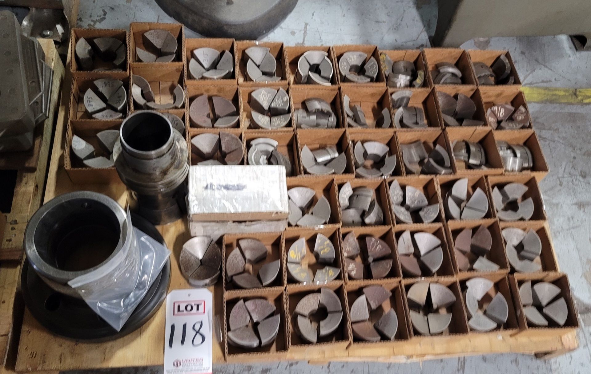 LOT - ATS COLLET NOSE W/ HOLDER AND (15) SETS OF 3" COLLETS, **IMMEX REGISTERED EQUIPMENT (NEEDS