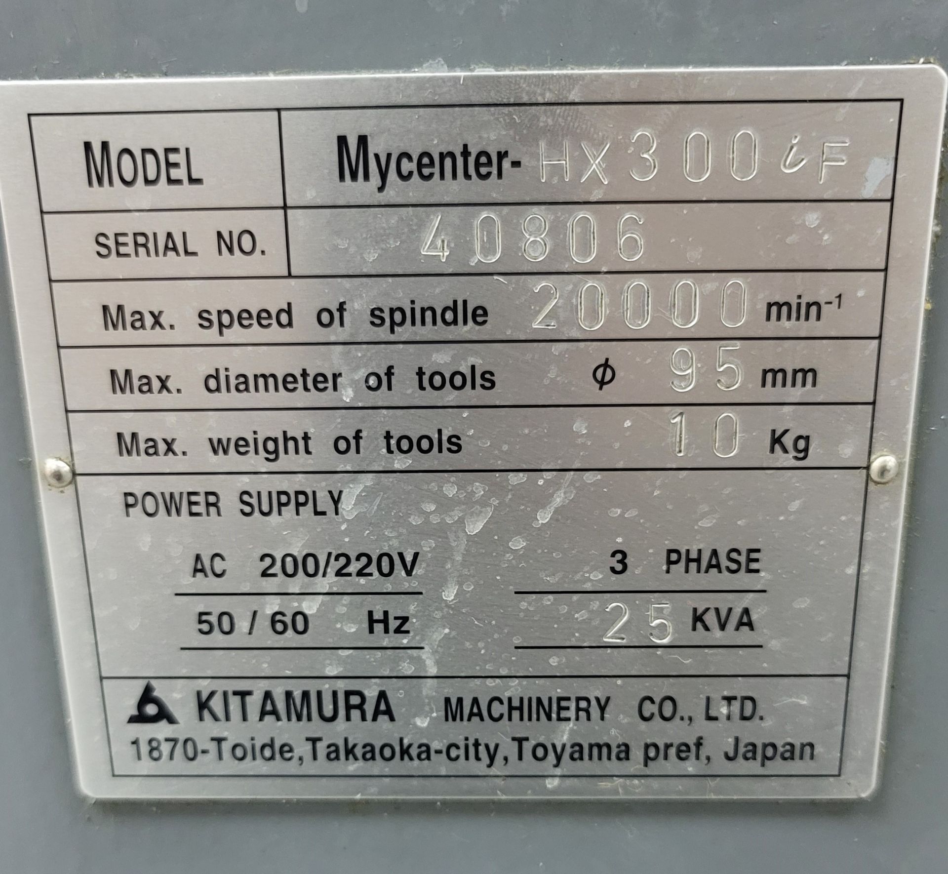 KITAMURA MYCENTER-HX300iF HORIZONTAL MACHINING CENTER, FANUC SERIES 16I-MB CNC CONTROL, 20000 RPM - Image 13 of 13