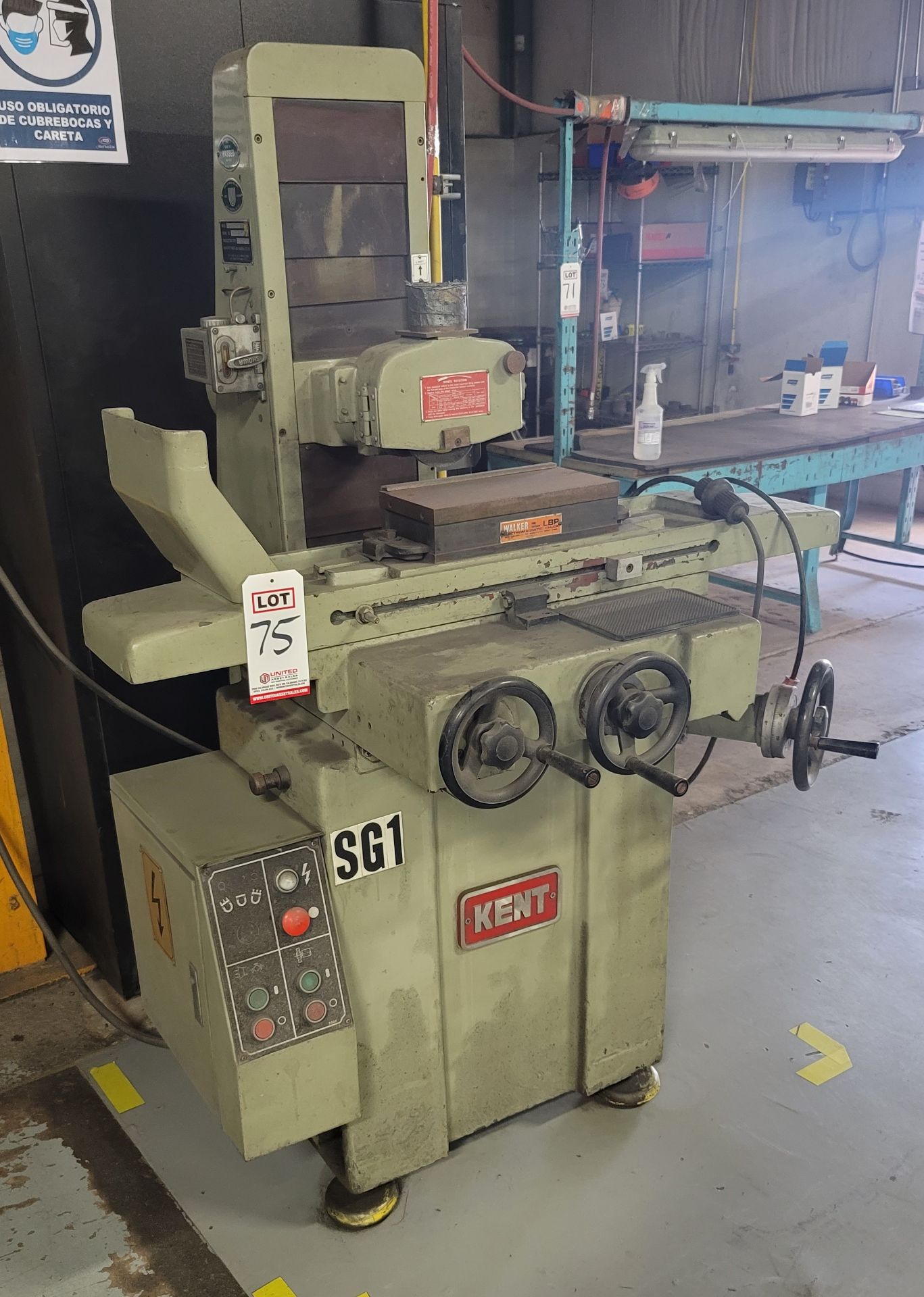 1983 KENT SURFACE GRINDER, MODEL KGS-200, S/N 830712-1, W/ 12" X 5" WALKER MAGNETIC CHUCK, **IMMEX