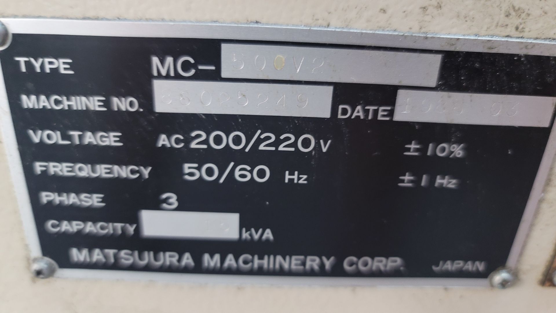 1986 MATSUURA MC-500V2 VERTICAL MACHINING CENTER, YASNAC CONTROL, S/N 86025249 (PARTS ONLY), **IMMEX - Image 8 of 8