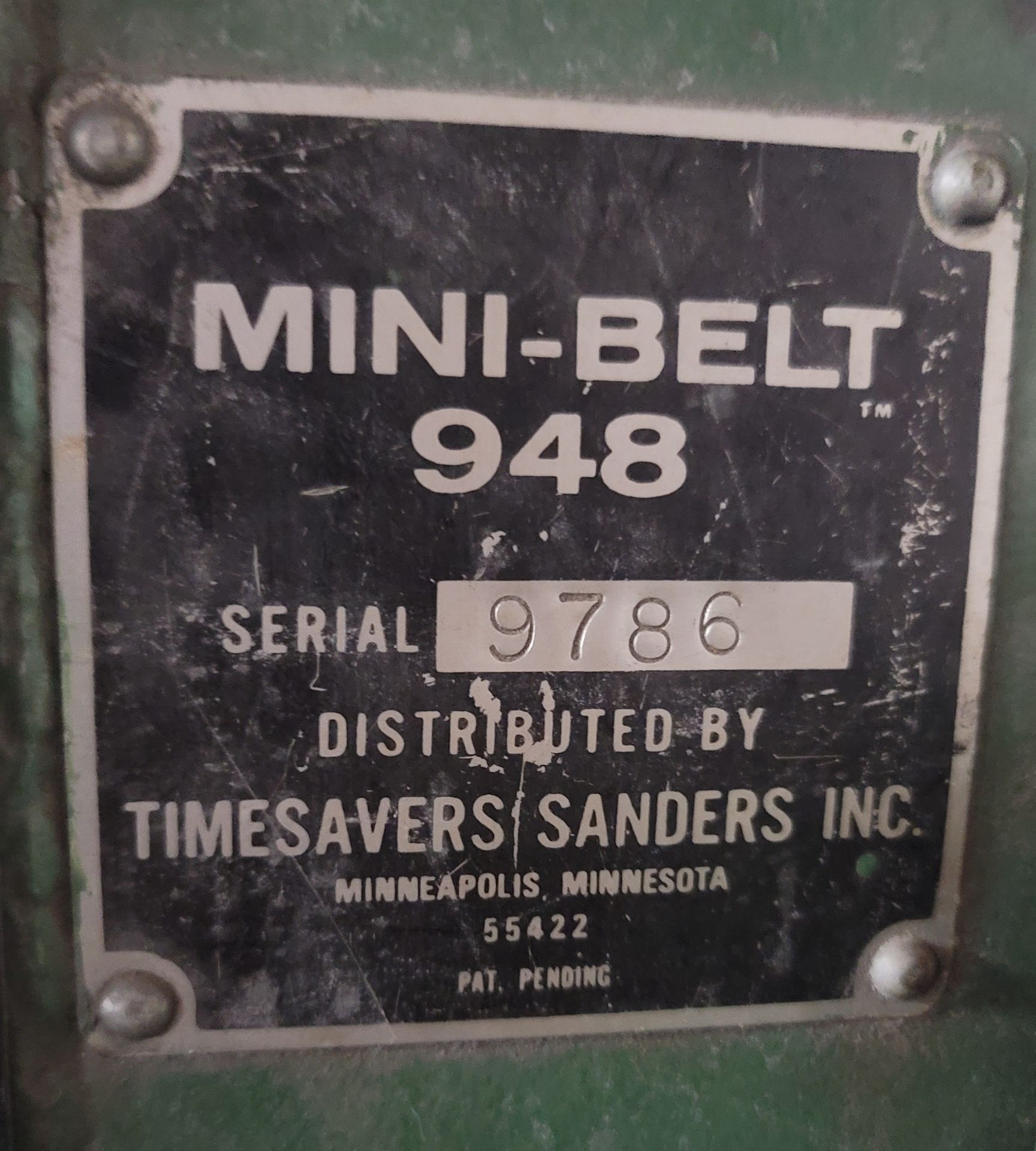 TIMESAVERS BELT GRINDER, MINI-BELT 948, 10" BELT, S/N 9786, **IMMEX REGISTERED EQUIPMENT (NEEDS TO - Image 3 of 3