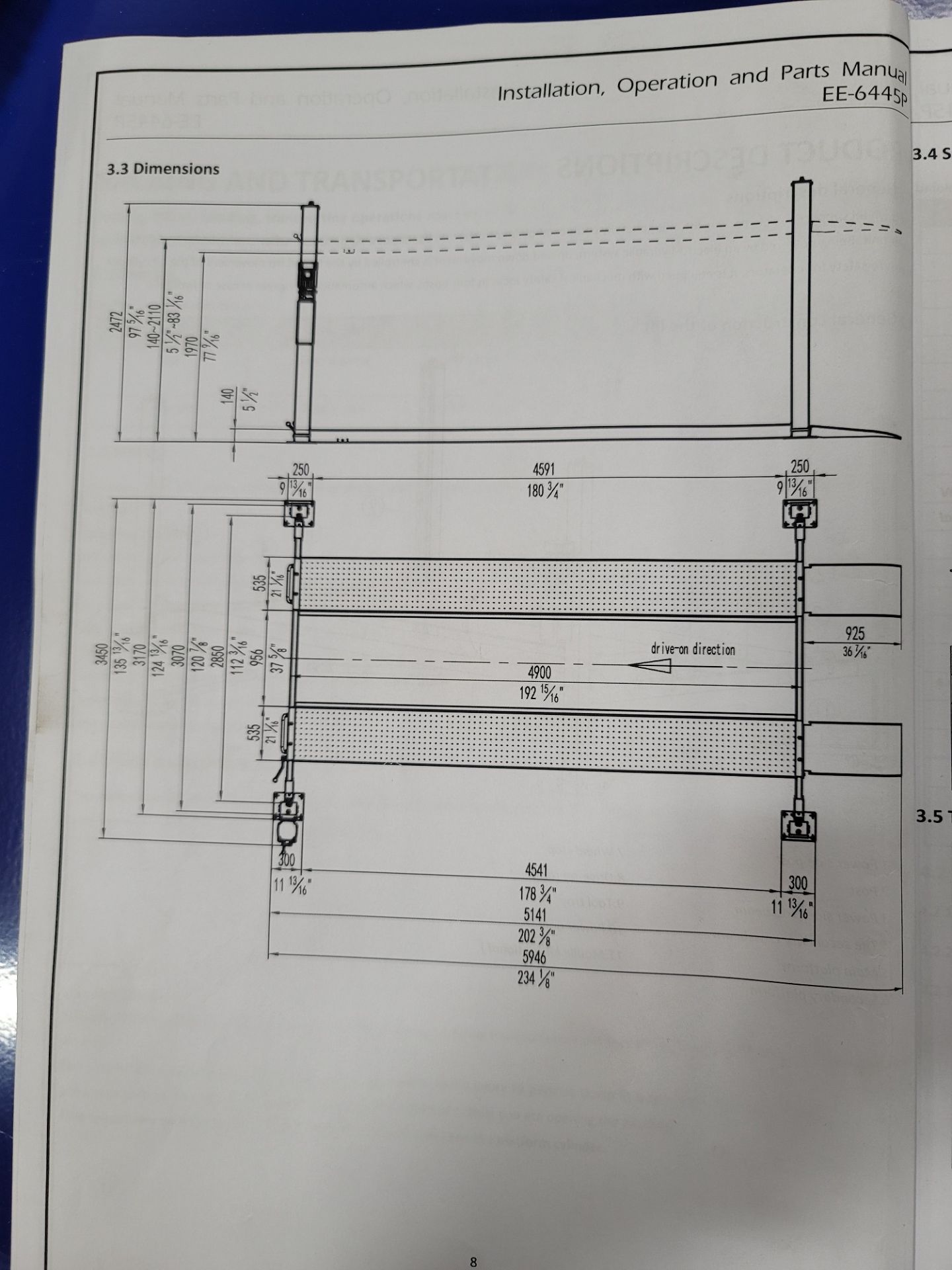 2020 EAE FOUR POST PARKING LIFT, 10,000 LB CAPACITY, MANUAL RELEASE, EAE AUTOMOTIVE EQUIPMENT CO. - Image 7 of 7