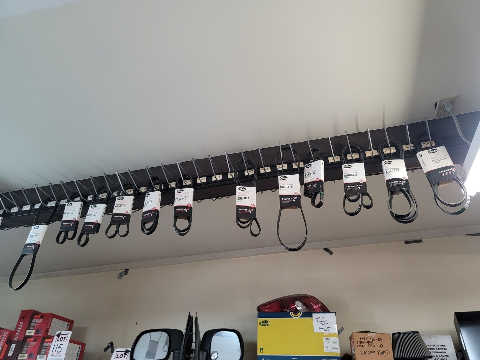 LOT - APPROX. (252) VARIOUS V-BELTS & SERPENTINE BELTS HANGING THROUGHOUT THE STORE, TAKE AS MANY OF - Image 4 of 7