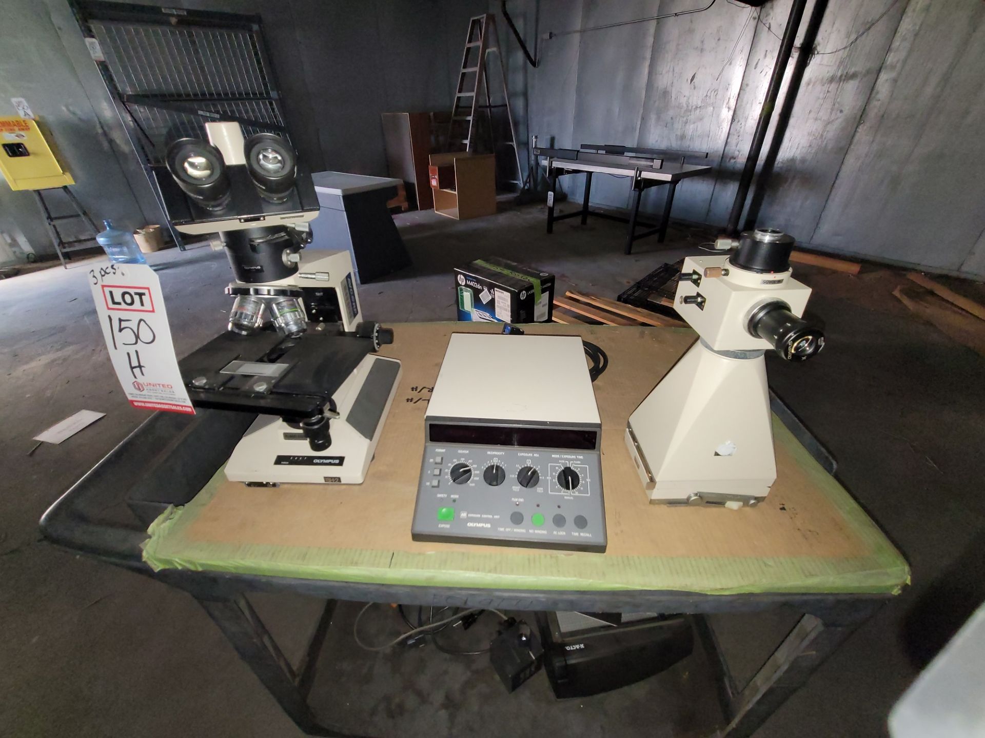 LOT - (1) OLYMPUS BH-2 SERIES RESEARCH MICROSCOPE, (1) OLYMPUS AD SYSTEM EXPOSURE CONTROL UNIT, ETC.