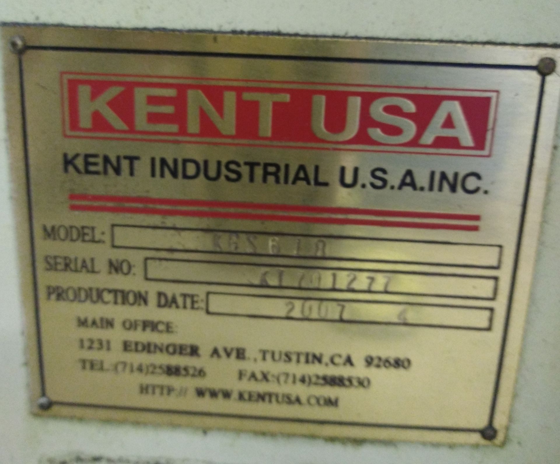 2007 KENT KGS618 SURFACE GRINDER, 6" X 18" MAGNETIC CHUCK - Image 5 of 6