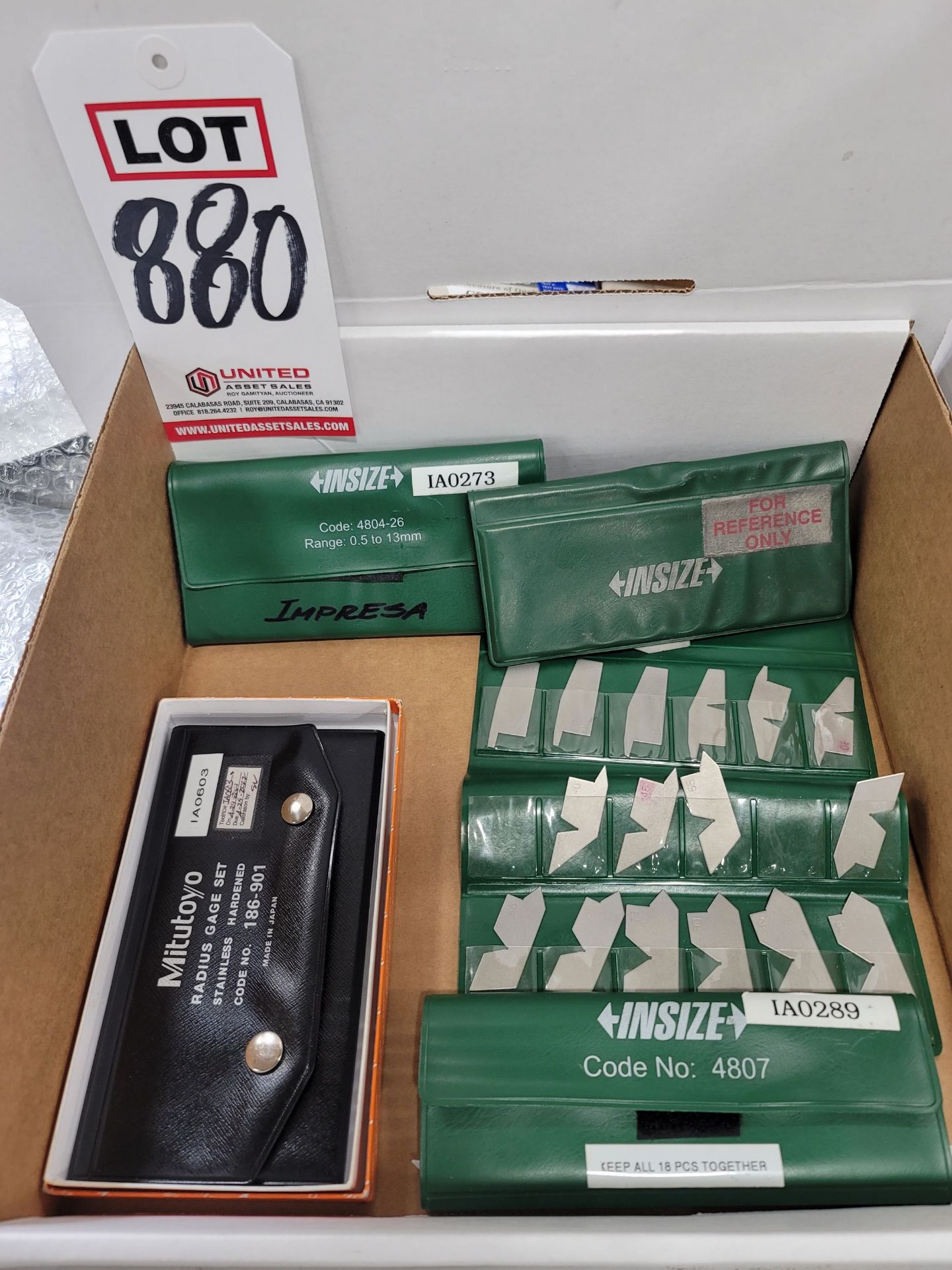 LOT - RADIUS GAGE SETS, ANGLE GAGE SETS