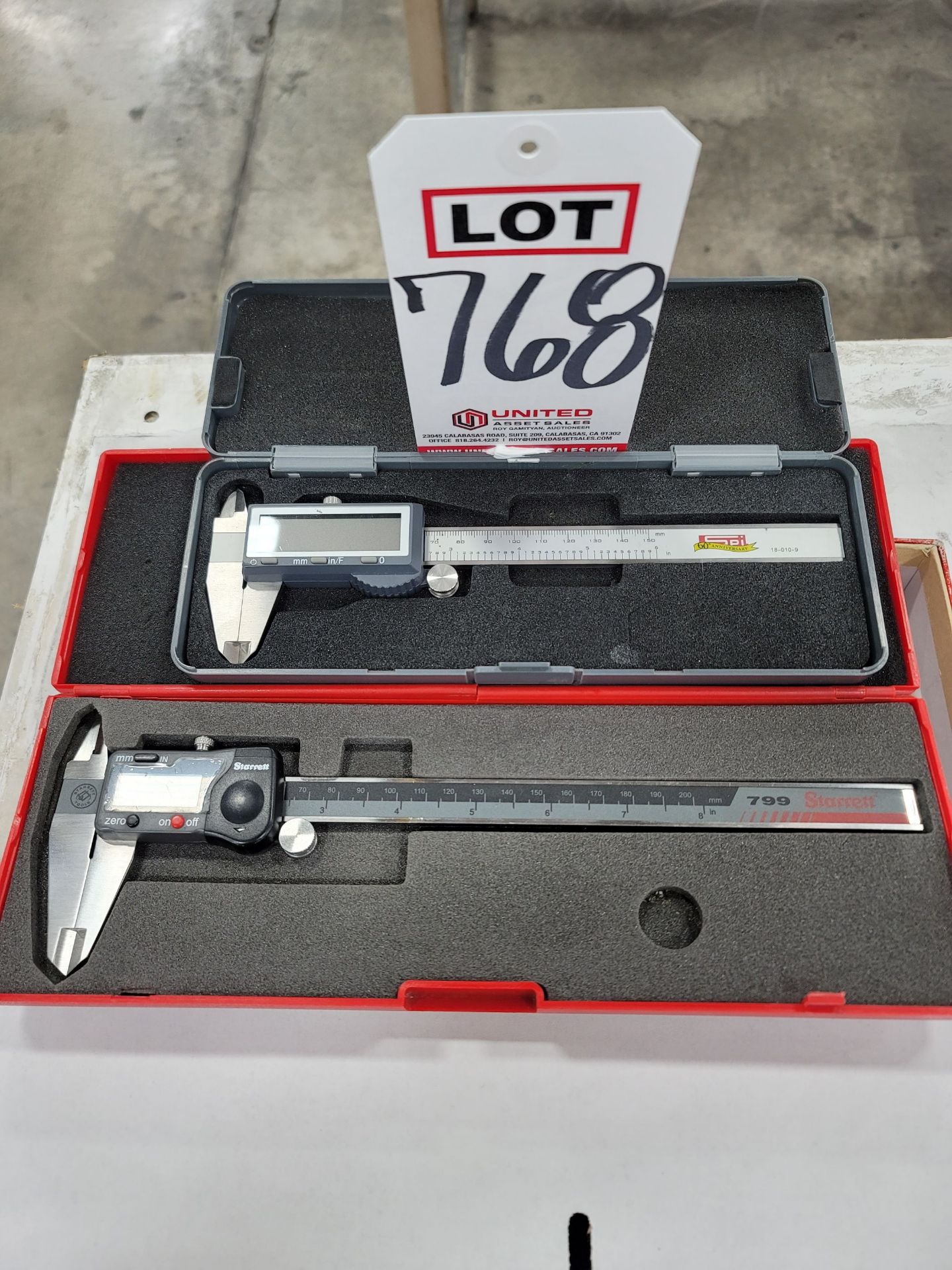 LOT - (1) STARRETT 799 8" DIGITAL CALIPER AND (1) DIGITAL CALIPER, NO. 18-010-9