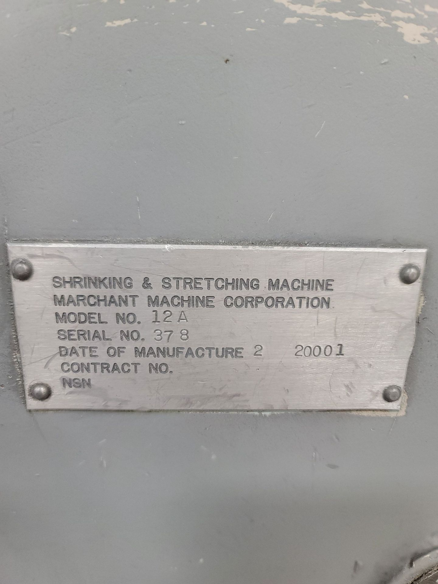 MARCHANT SHRINKING & STRETCHING MACHINE, MODEL 12A, 12" THROAT, PNEUMATIC, S/N 378 - Image 2 of 2