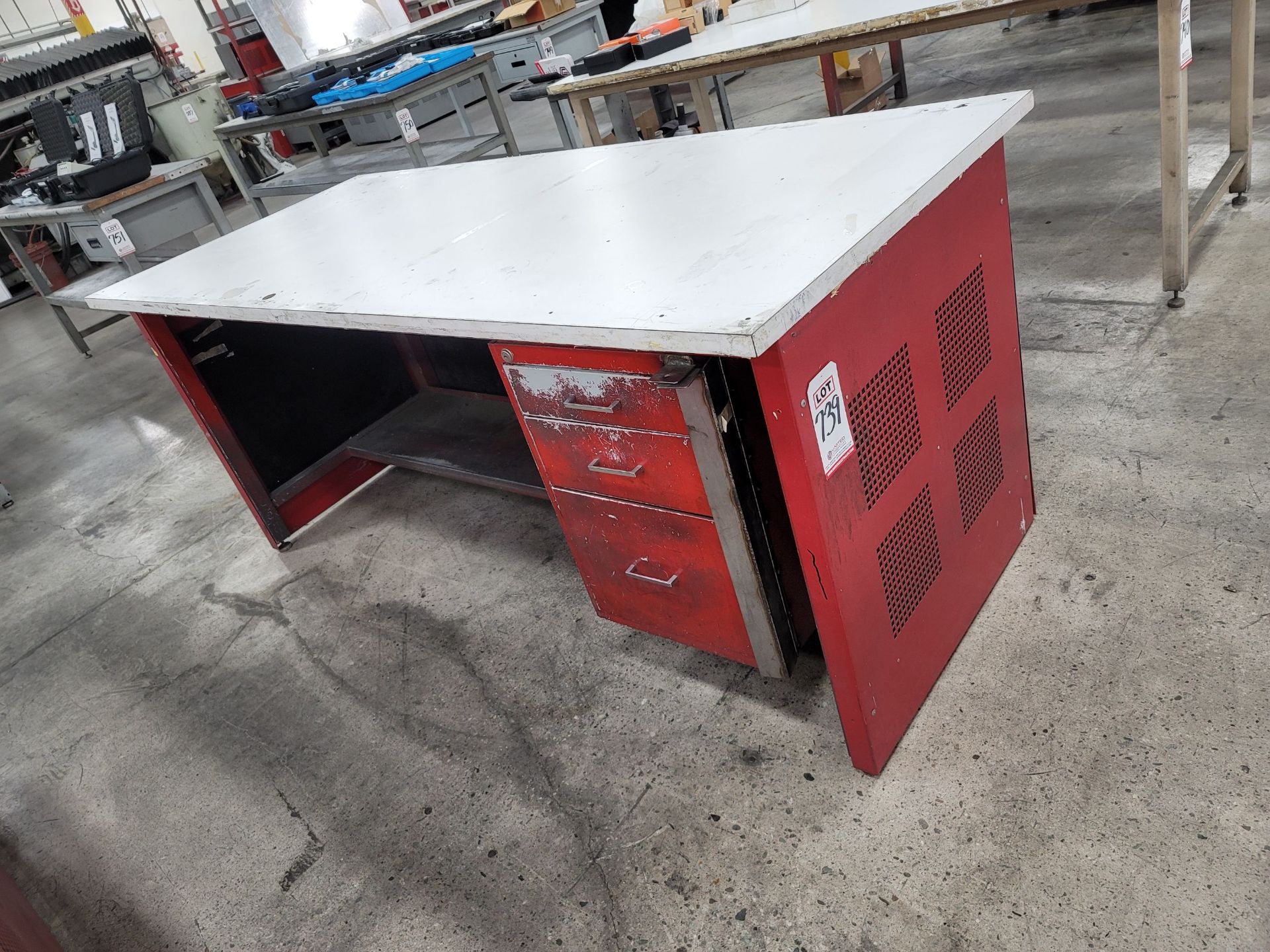 STEEL WORKBENCH W/ 3' X 7' PARTICLE BOARD TOP