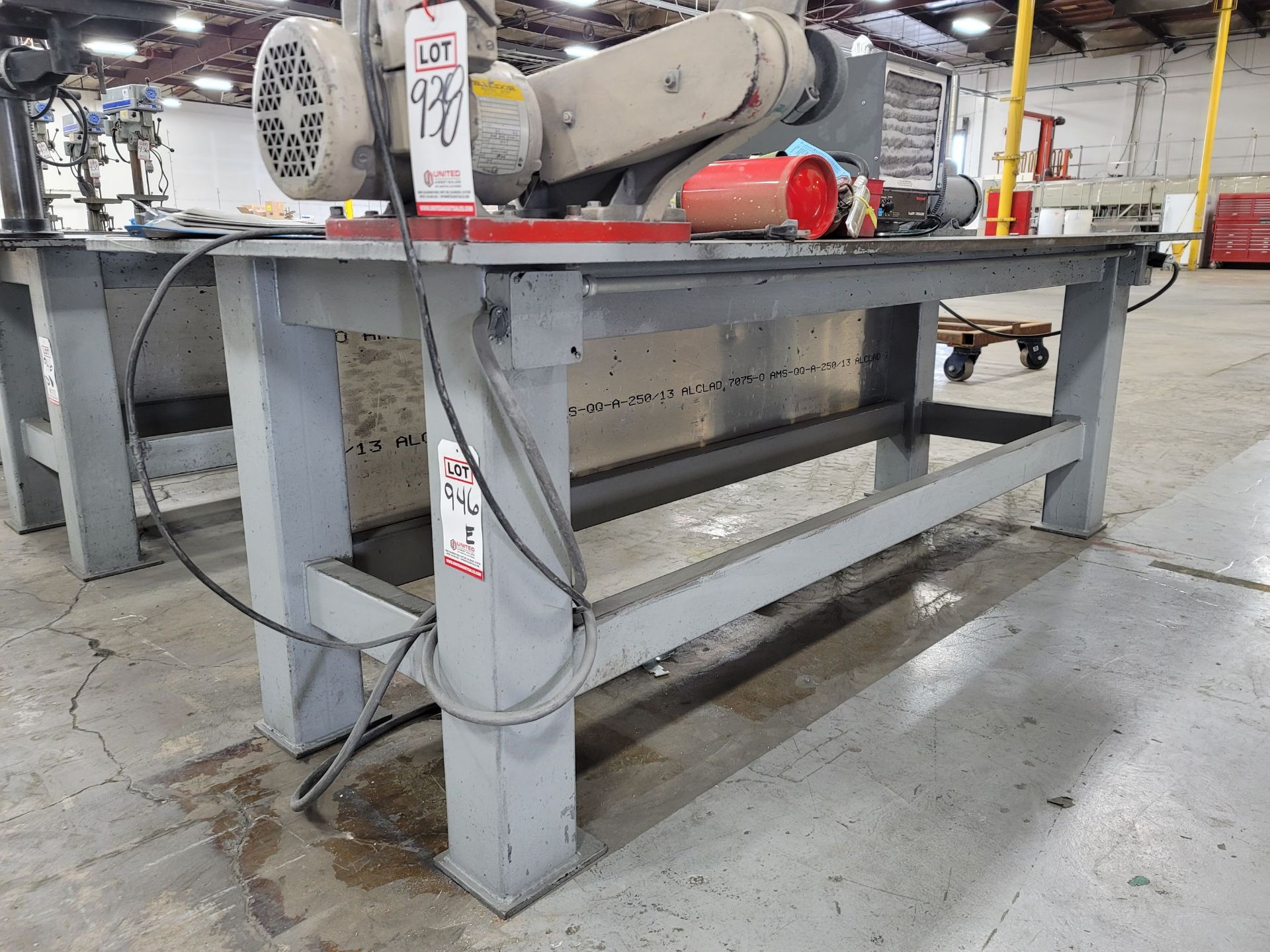 STEEL WELDING/FABRICATION TABLE W/ 3' X 8' X 3/4" STEEL TOP, ATTACHED TOOL IS NOT INCLUDED