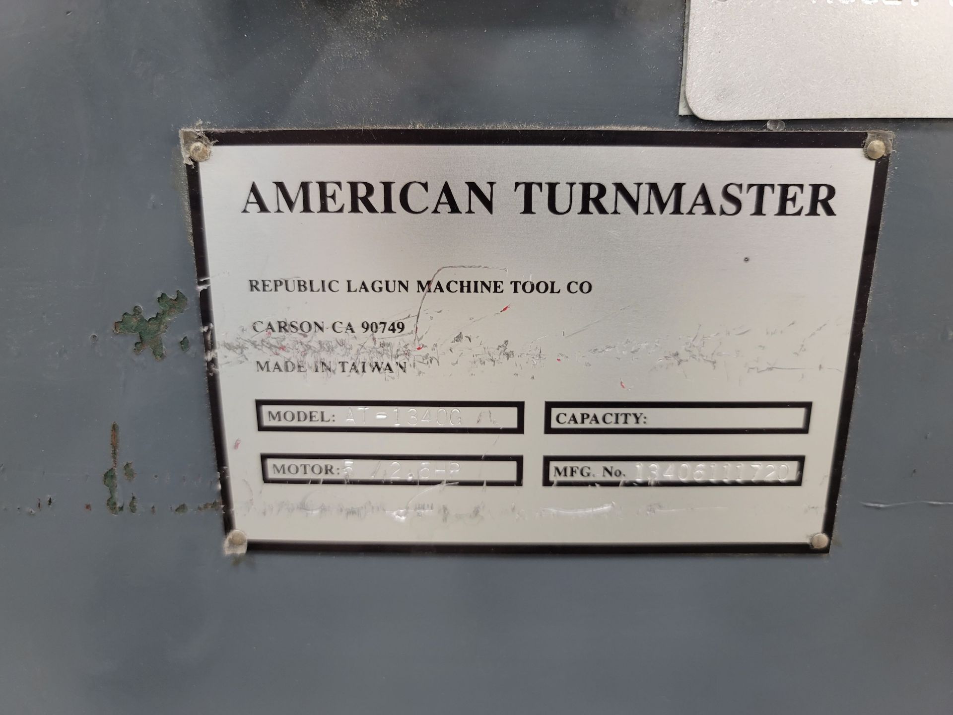 AMERICAN TURNMASTER ENGINE LATHE, MODEL AT1340G, S/N 13406111720, 8" 3-JAW SELF-CENTERING CHUCK, - Image 8 of 8