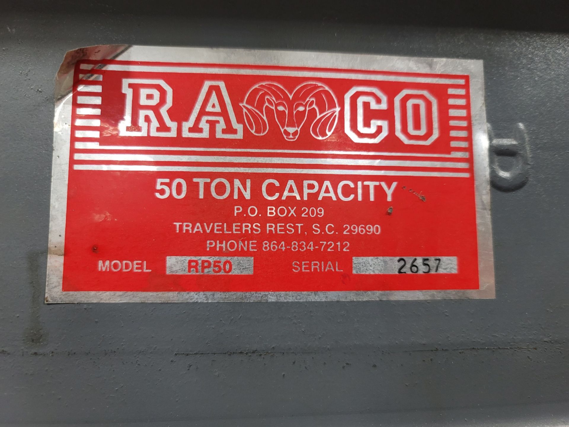 RAMCO 50-TON CAPACITY H-FRAME PRESS, MODEL RP50, S/N 2657 - Image 4 of 4
