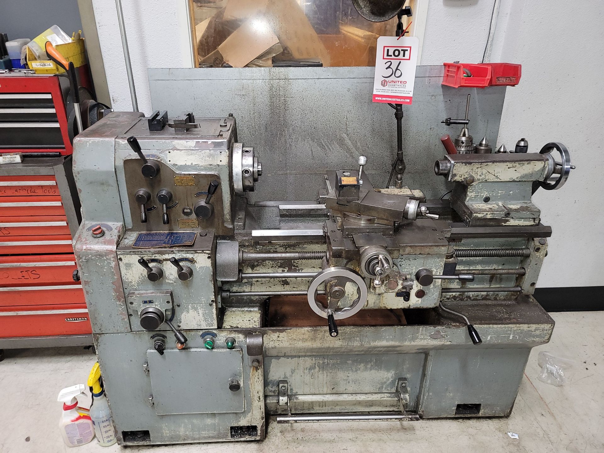 CADILLAC 1422 GAP BED ENGINE LATHE, TOOL POST, TAILSTOCK, STEADY REST, 5C COLLET CHUCK, PLUS 8"