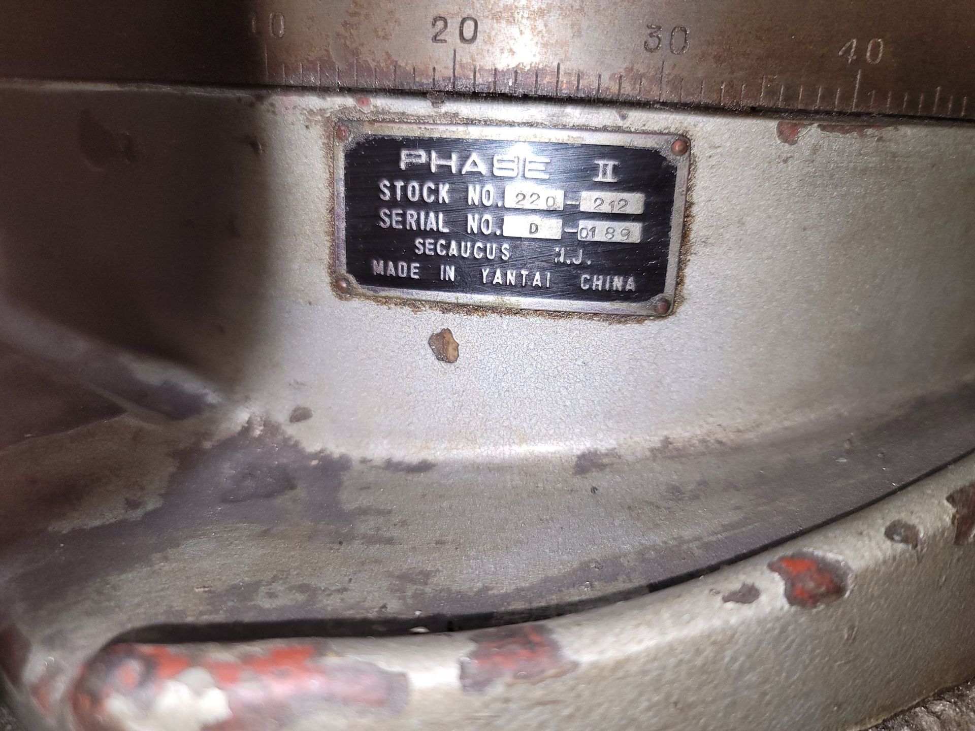 PHASE II 12-1/2" HORIZONTAL ROTARY TABLE, MODEL 220-212, S/N D-0189 - Image 2 of 2