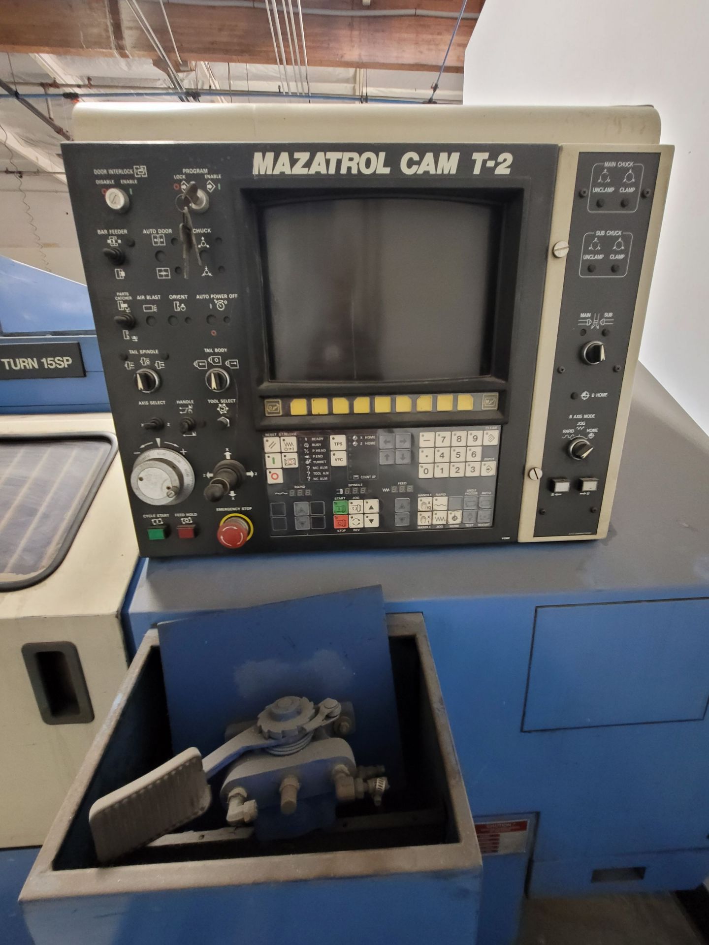 MAZAK QUICK TURN CNC LATHE, MODEL QT-15SP, S/N 82302, W/ MAZATROL CAM T-2 CNC CONTROL, W/ - Image 2 of 10